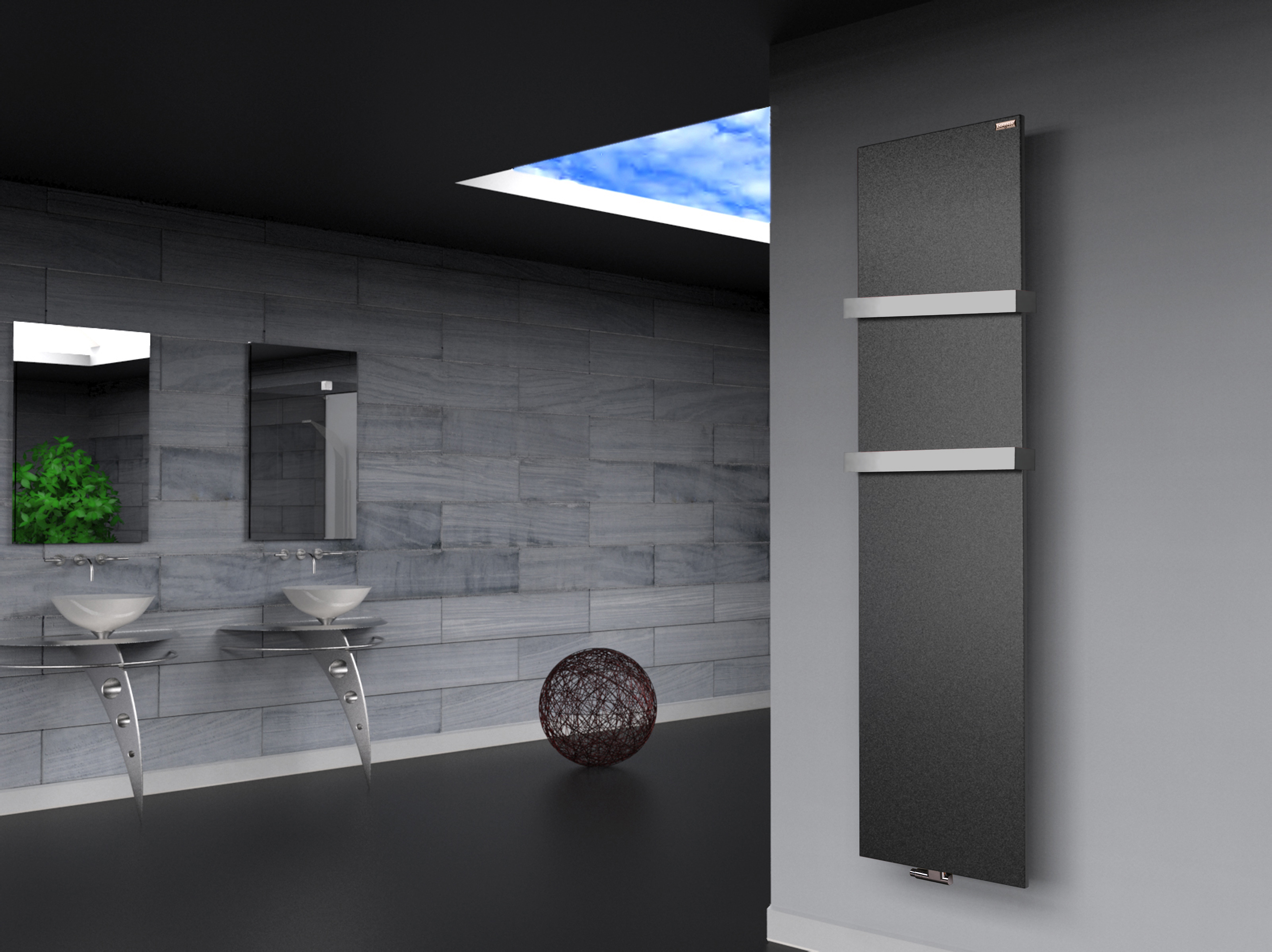 BADHEIZKÖRPER Design Mirror Steel 3 180x47cm 1118 Watt anthrazit - moonstone (+2 Halter 50mm) SZAGATO Designheizkörper Mittelanschluss Handtuchwärmer