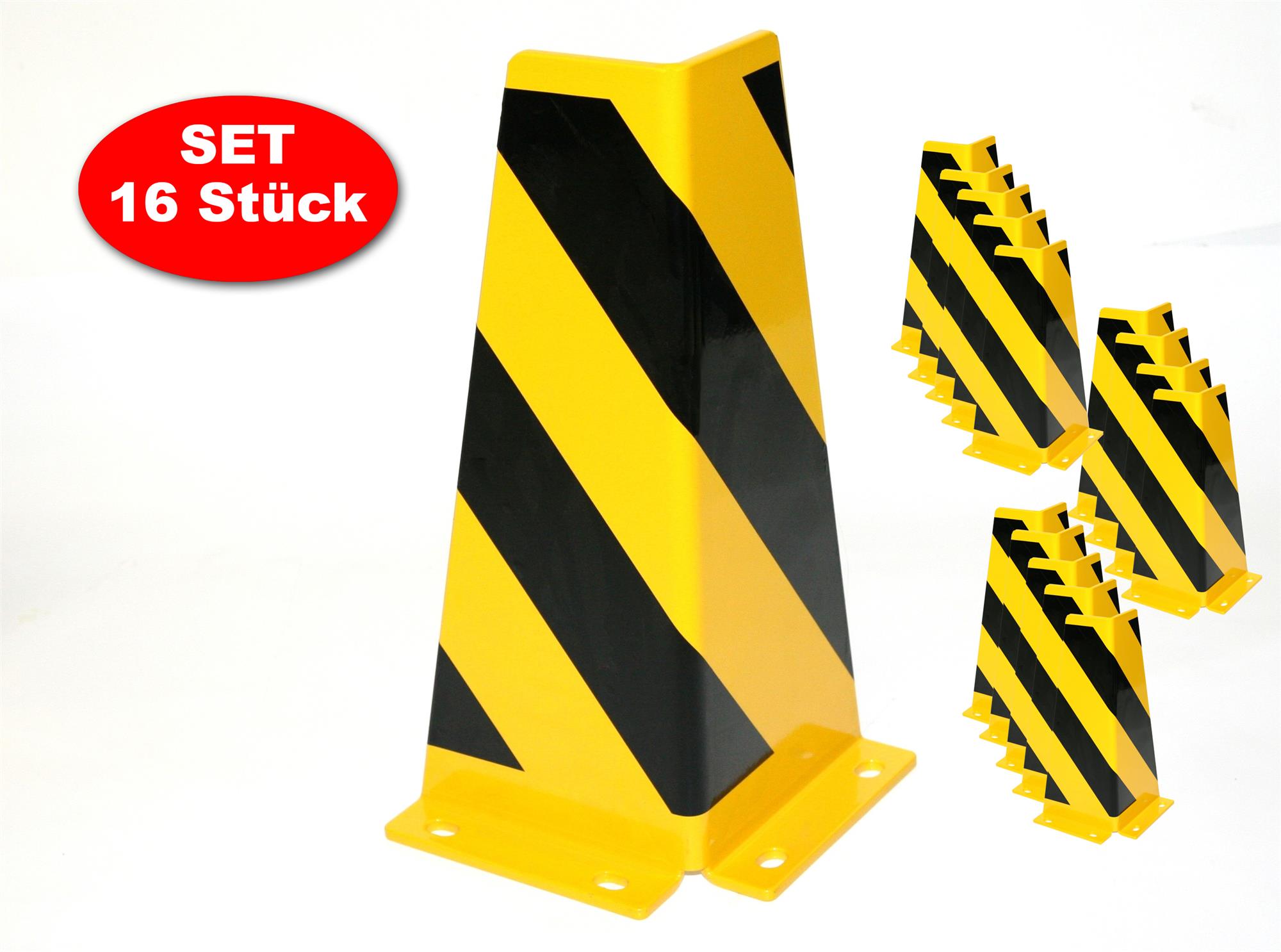Rammschutz SET (16 Stück) 400x165x165x5 mm konisch SZAGATO Regal Anfahrschutz Regale Rammschutzbügel Rammschutze Anfahrschutze Rammschutzecke
