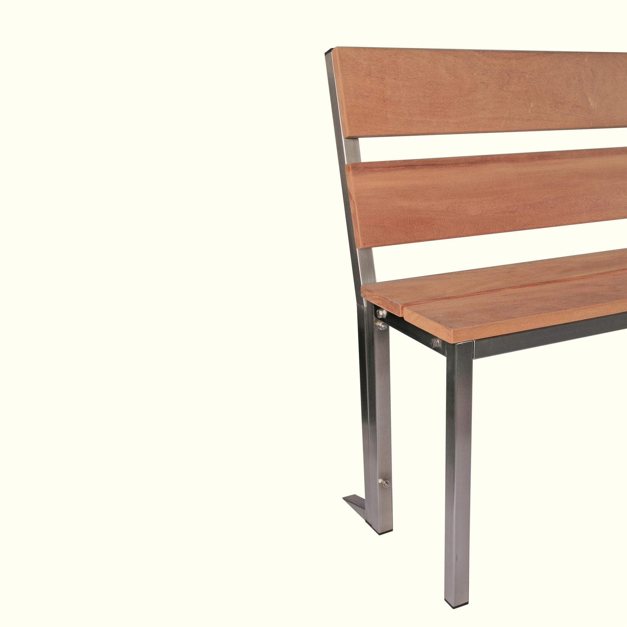 Gartenbank Parkbank mit Rücklehne Edelstahl BxTxH 150x30x40cm SZAGATO Made in Germany Sitzbank Metall Umkleidebank Parkbank wetterfest Parkbänke