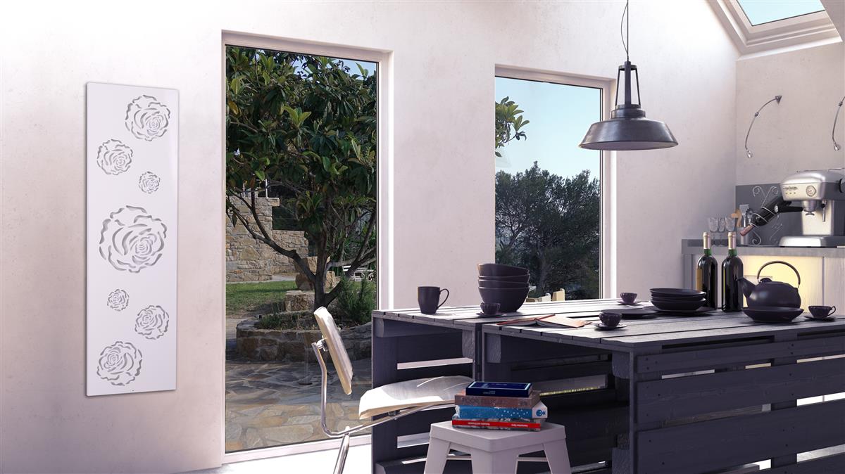 Wandgarderobe Design Rose 140x40cm weiß SZAGATO Made in Germany Garderobenpaneel Garderobenleiste Garderobenleisten Flurgarderobe Garderobe Flur