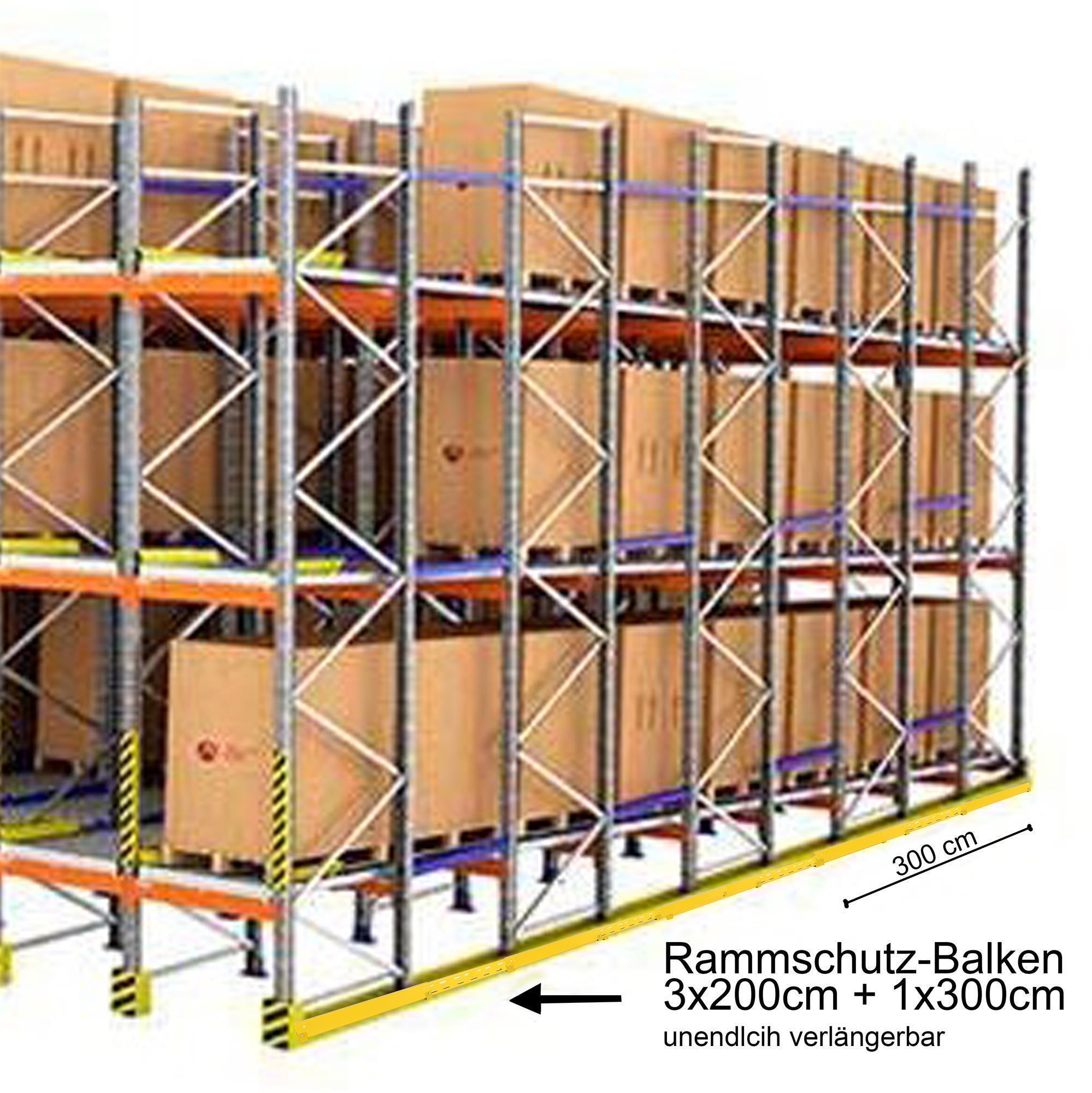 Rammschutzbalken SET (6 Stück) variable 203-300cm + 24 Dübel SZAGATO Rammschutz Balken Regal Anfahrschutz Regale Rammschutzbügel #1
