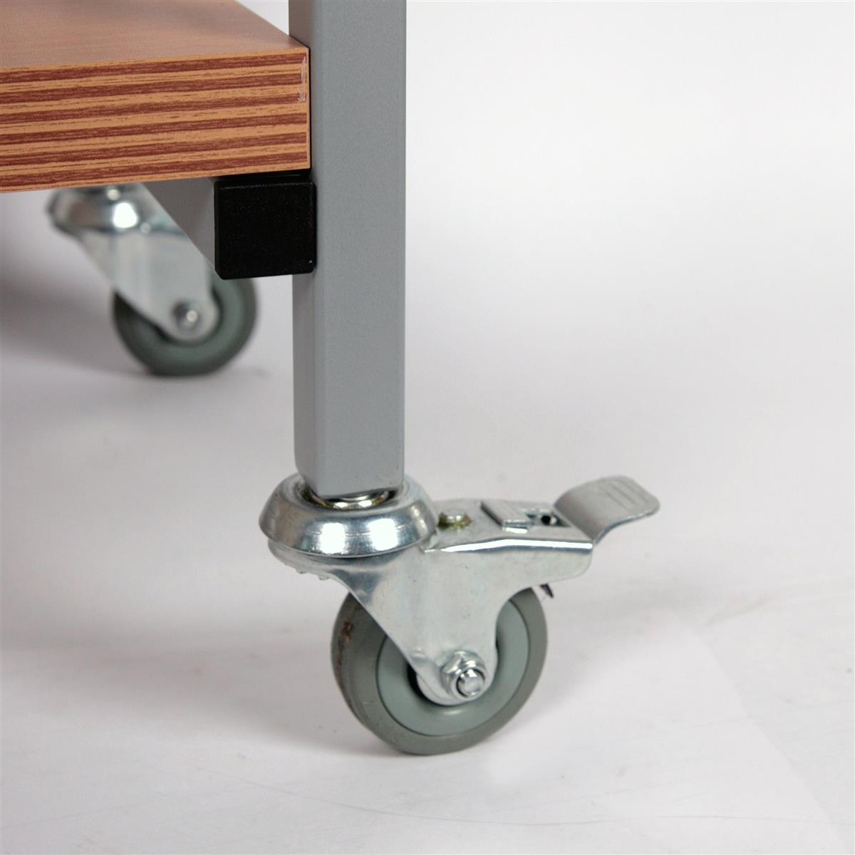 Tischwagen / Ordner-Rollwagen 100x89x30cm 3 Böden Buche + 2 Odnerhalter SZAGATO Ordner Rolltisch Ordner Rollwagen Regal mit Rollen Bürowagen Aktenwagen