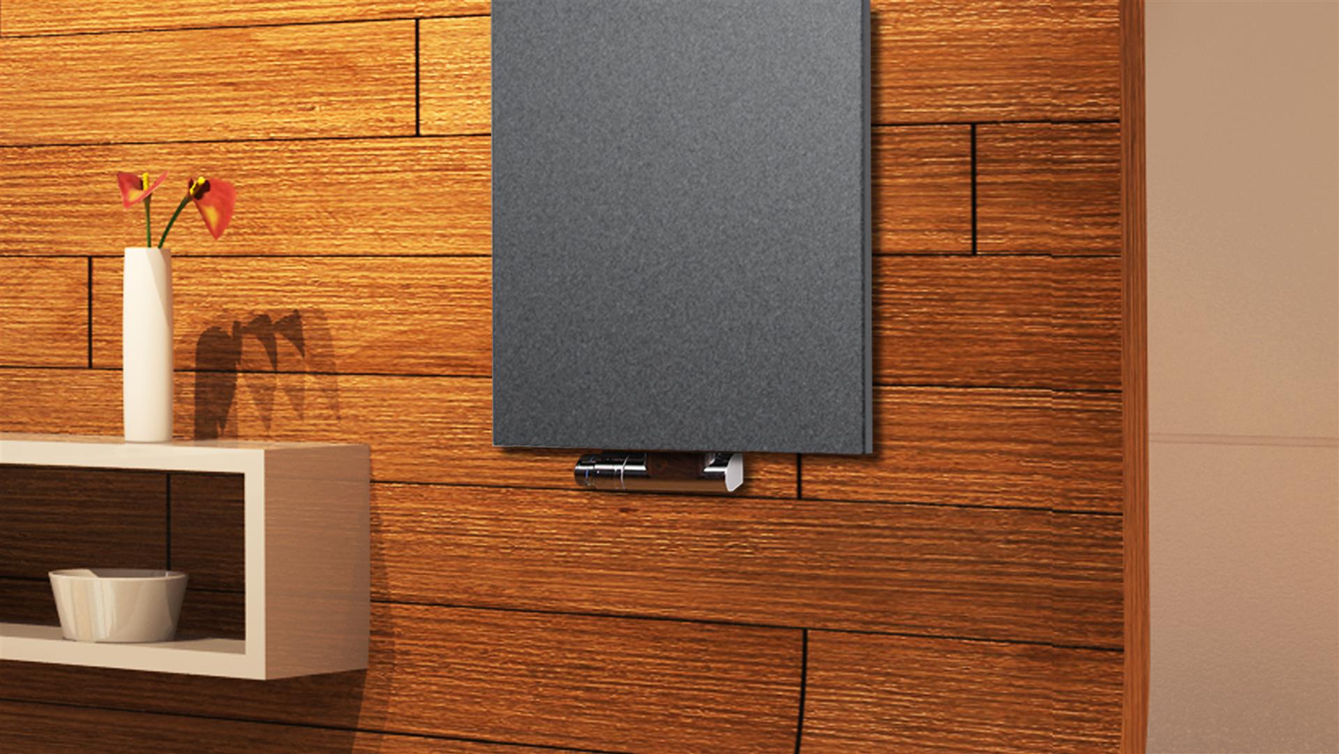 BADHEIZKÖRPER Design Mirror Steel 2 120x47cm 799 Watt anthrazit - moonstone (+1 Halter glänzend 50mm) SZAGATO Designheizkörper Handtuchwärmer