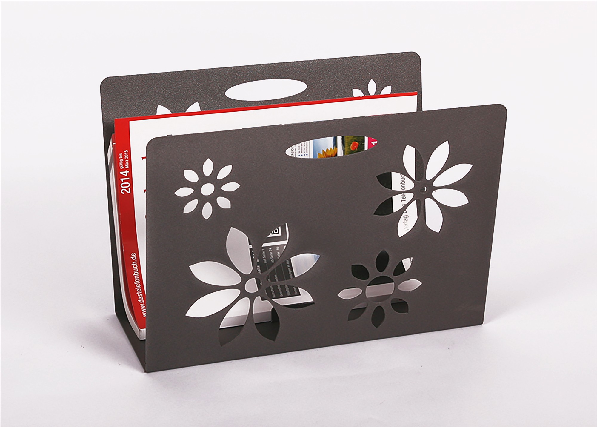 Zeitungsständer Flower 23x32x12cm grau SZAGATO Made in Germany  Zeitschriftenständer Metall Zeitschriftenhalter Zeitungshalter modern