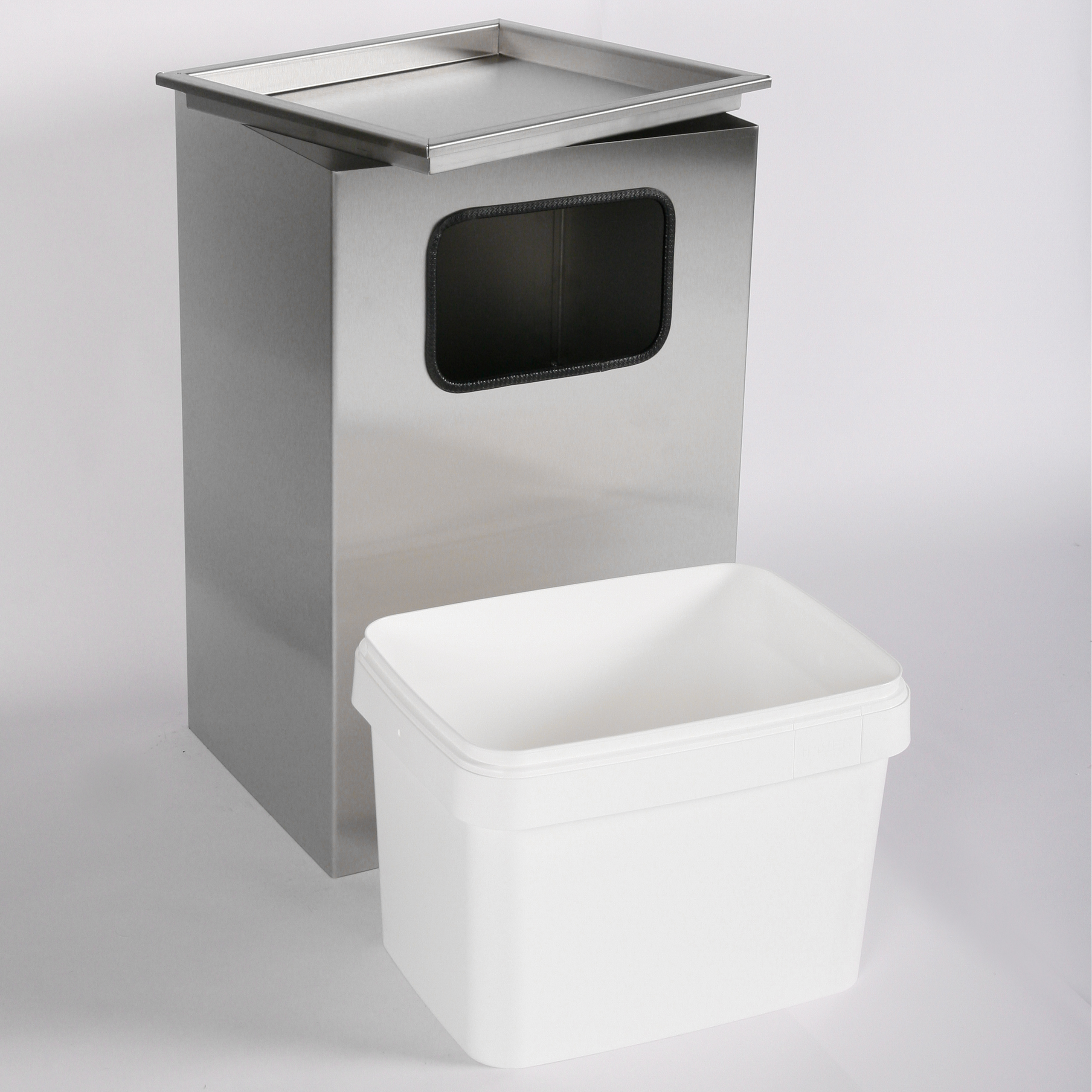 Aschenbecher mit Mülleimer Classic 62x40x33cm 28 ltr Edelstahl inkl. Inneneimer SZAGATO Standascher Abfalleimer Mülleimer Aschenbecher Abfallsammler
