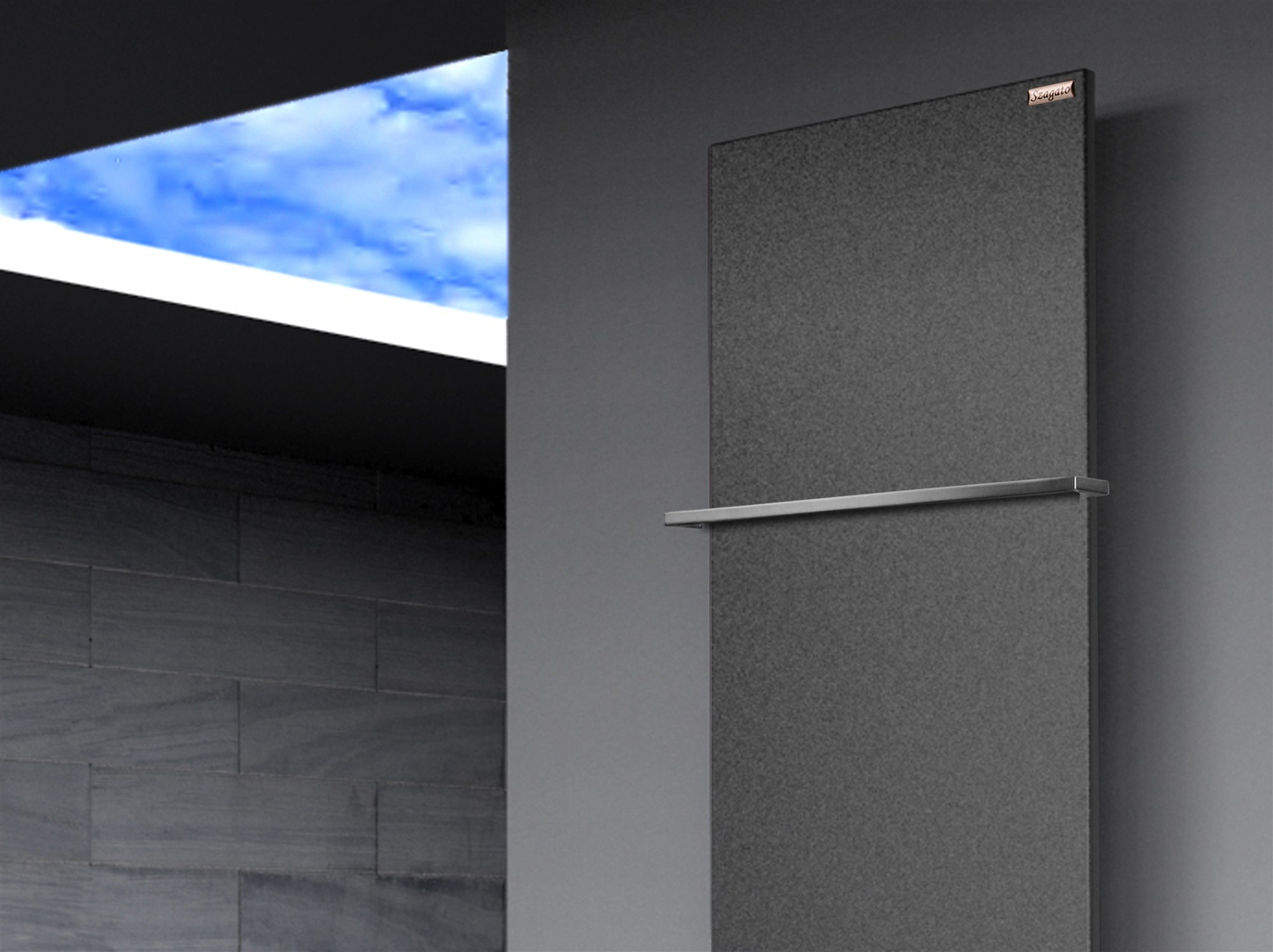 BADHEIZKÖRPER Design Mirror Steel 3 180x47cm 1118 Watt anthrazit - moonstone (+1 Halter 15mm) SZAGATO Designheizkörper Mittelanschluss Handtuchwärmer