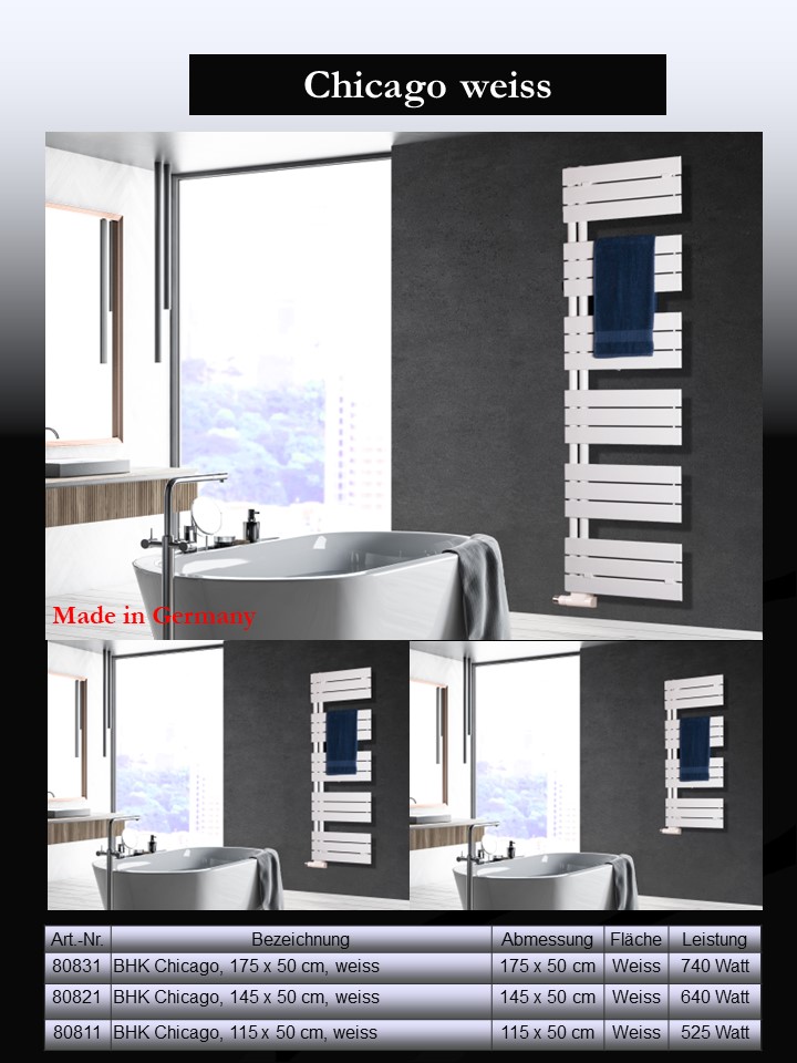 BADHEIZKÖRPER Design Chicago 3 175x50cm 740 Watt weiß SZAGATO Designheizkörper Handtuchheizkörper mit Mittelanschluss Handtuchwärmer