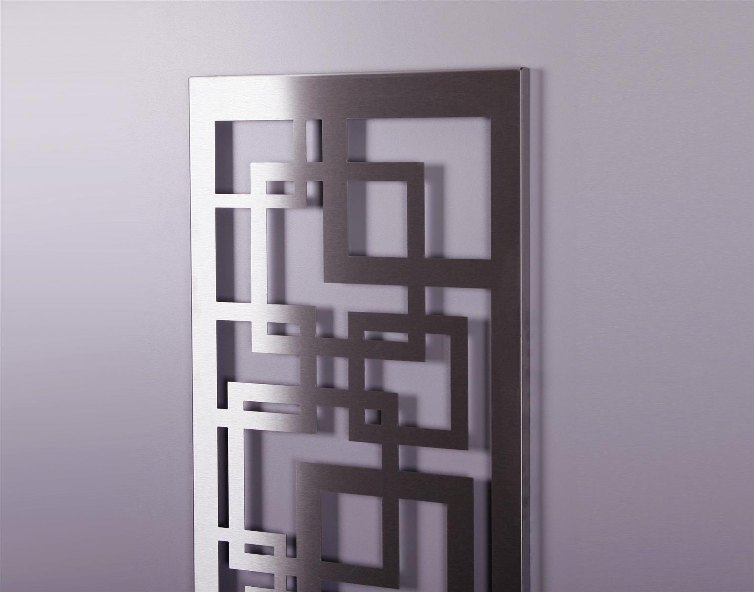 Garderobe Wandgarderobe Design Quadrat 140x40cm Edelstahl matt SZAGATO Garderobe Metall Garderobe Wand Garderobenpaneel Garderobenleiste Flur