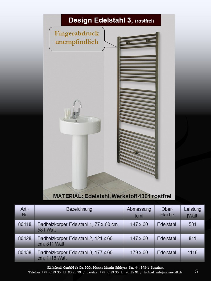 BADHEIZKÖRPER Design Hamburg 3 177 x 60 cm, 1118 Watt SZAGATO Design Heizkörper Handtuchheizkörper Seitenanschluss Handtuchwärmer mit Seitenanschluss #1