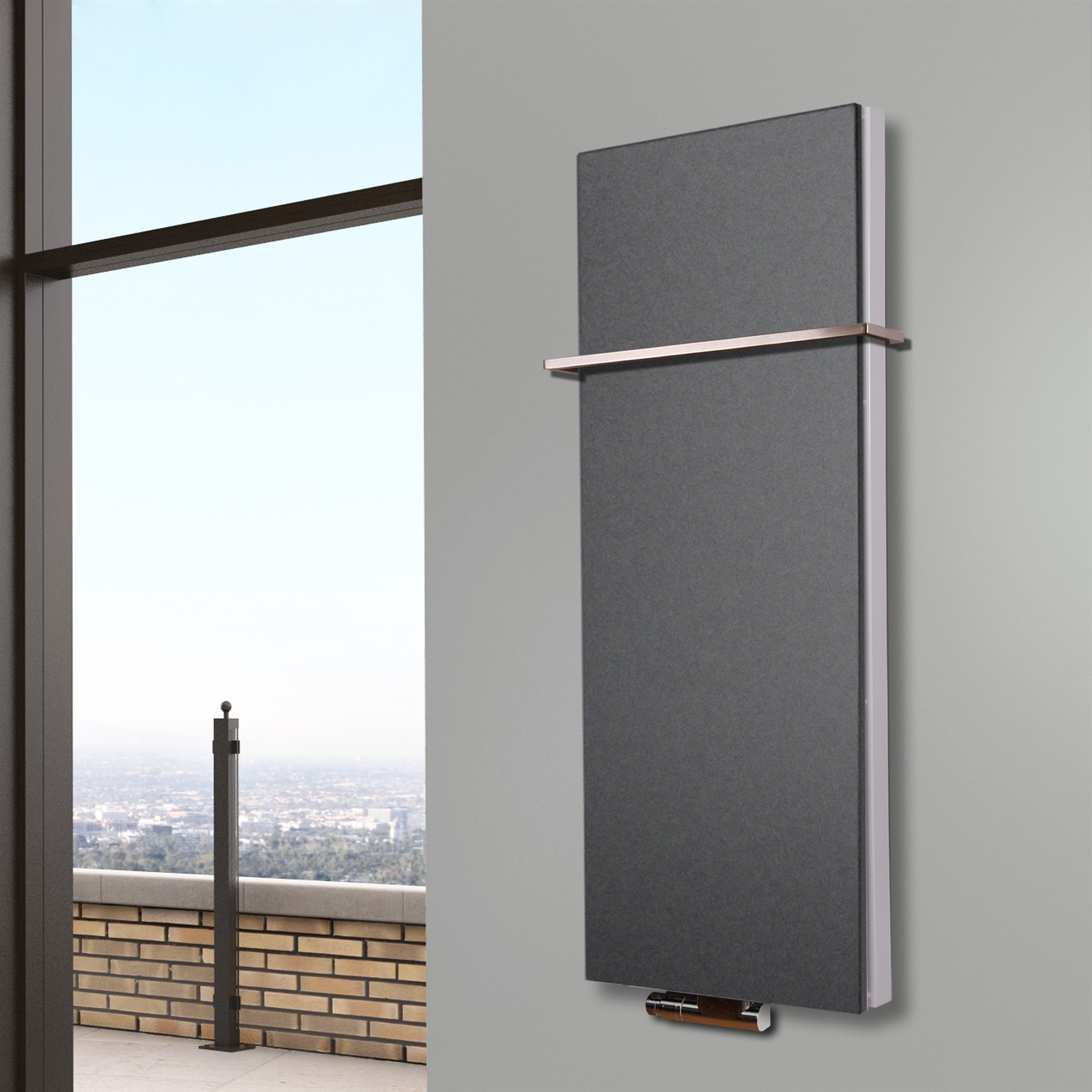 BADHEIZKÖRPER Design Mirror Steel 5 120x47cm 1458 Watt anthrazit - moonstone (+1 Halter 15mm) SZAGATO Designheizkörper Mittelanschluss Handtuchwärmer