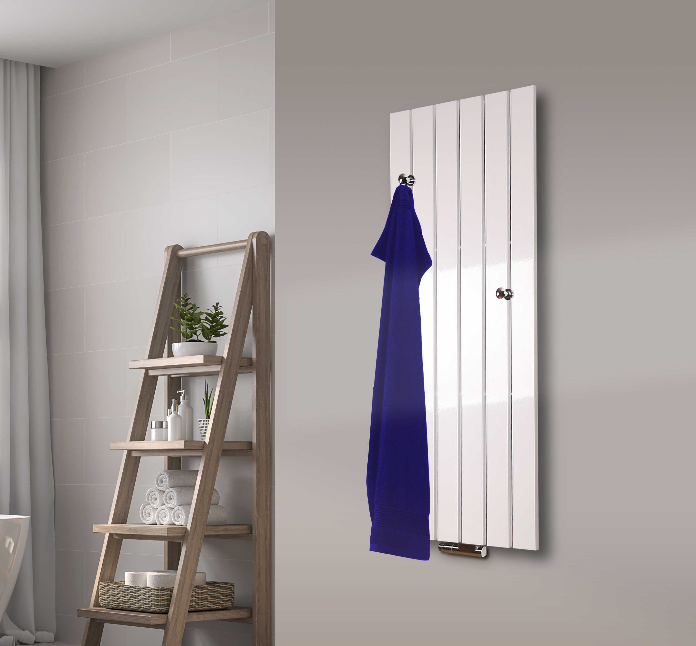 BADHEIZKÖRPER Design Peking 2 120x47cm 799 Watt weiß (+ 2 Knopfhalter) SZAGATO Designheizkörper Handtuchheizkörper mit Mittelanschluss Handtuchwärmer