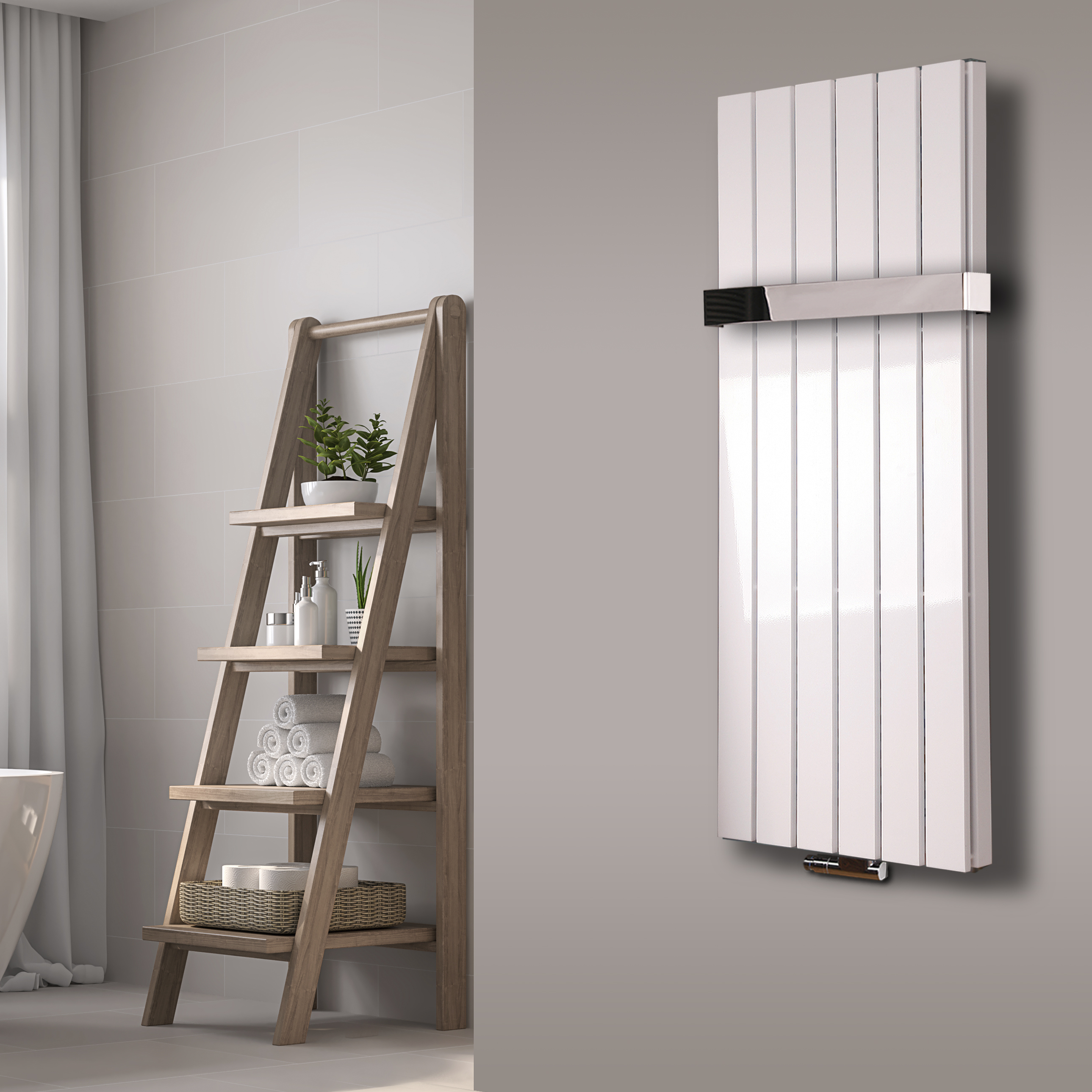 BADHEIZKÖRPER Design Peking 5 120x47cm 1458 Watt weiß (+1 Halter 50mm glänzend) SZAGATO Designheizkörper Handtuchheizkörper mit Mittelanschluss Handtuchwärmer