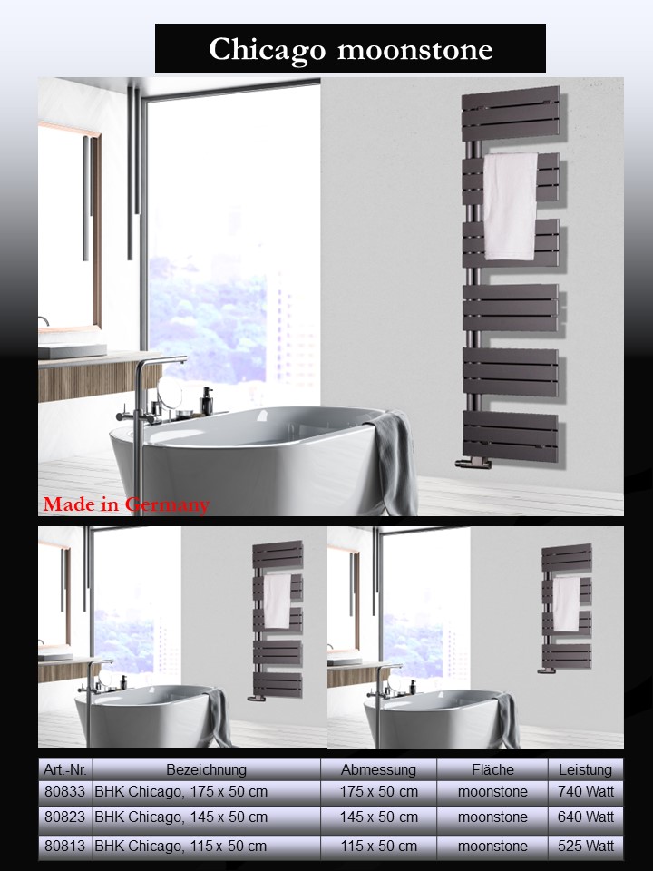 BADHEIZKÖRPER Design Chicago 3 175x50cm 740 Watt anthrzit - moonstone SZAGATO Designheizkörper Handtuchheizkörper mit Mittelanschluss Handtuchwärmer