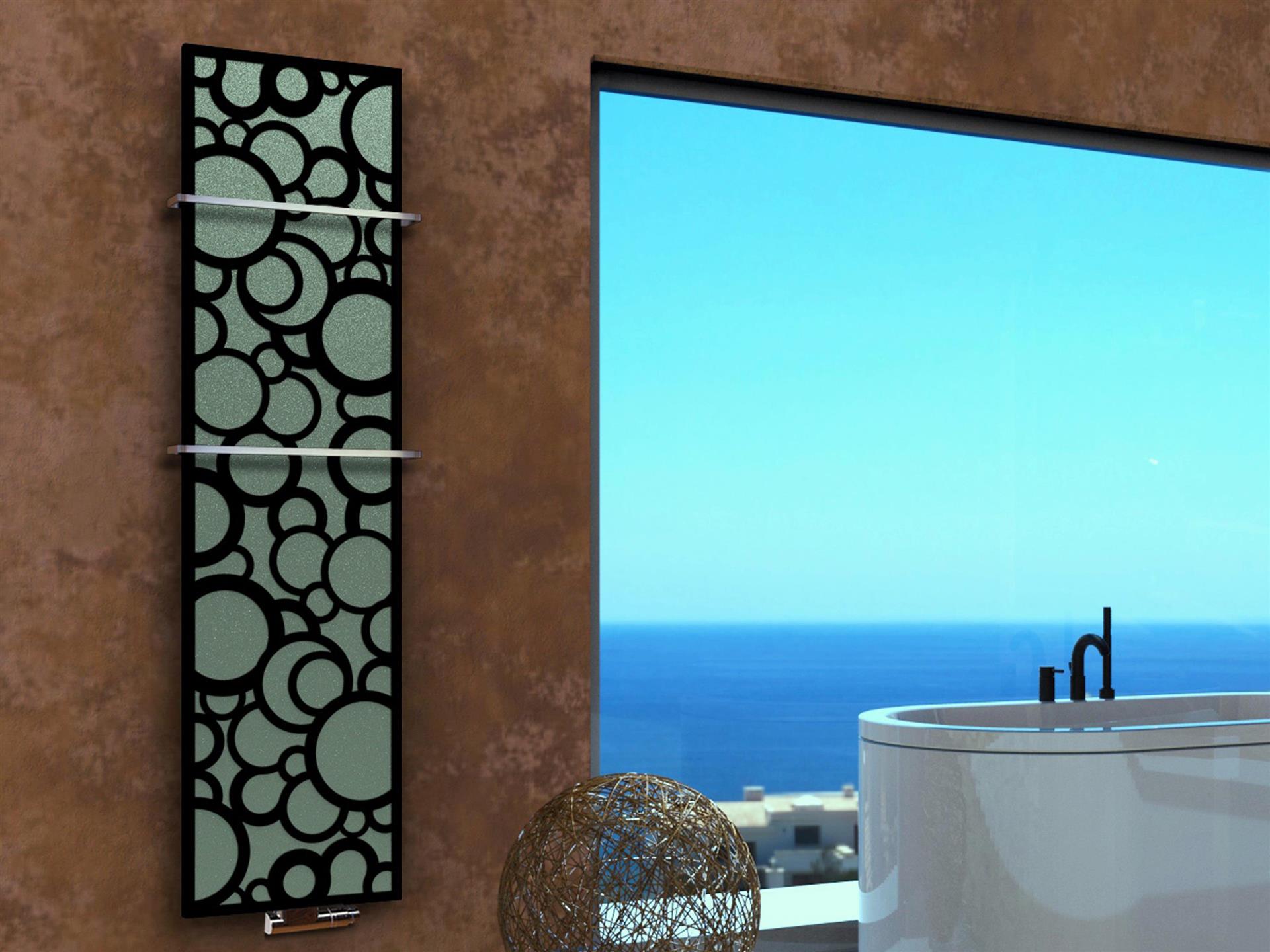 BADHEIZKÖRPER Design Kreta 3 180x47cm 1118 Watt schwarz (+2 Halter 15mm) SZAGATO Designheizkörper Handtuchheizkörper Mittelanschluss Handtuchwärmer