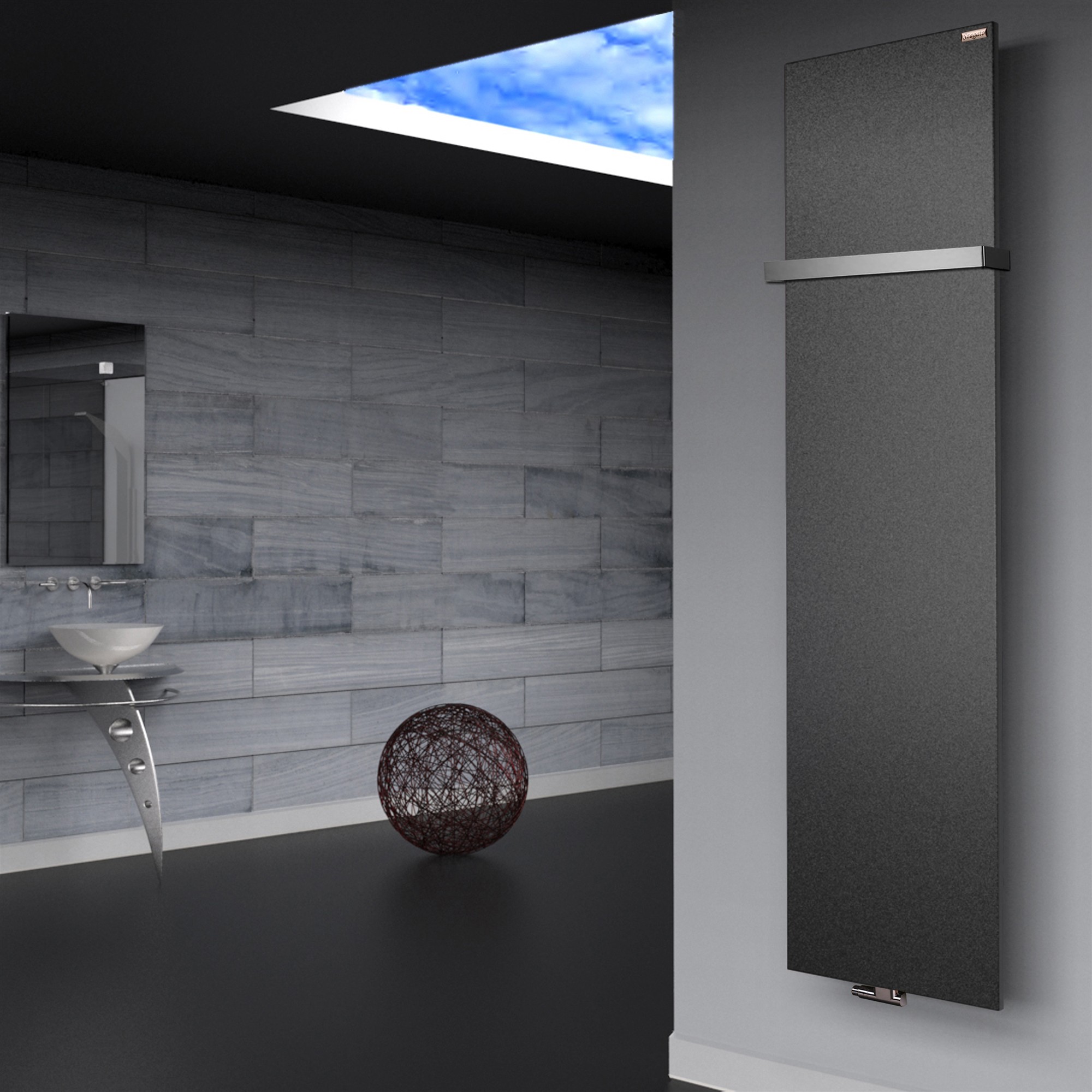 BADHEIZKÖRPER Design Mirror Steel 3 180x47cm 1118 Watt anthrazit - moonstone (+1 Halter 30mm) SZAGATO Designheizkörper Mittelanschluss Handtuchwärmer