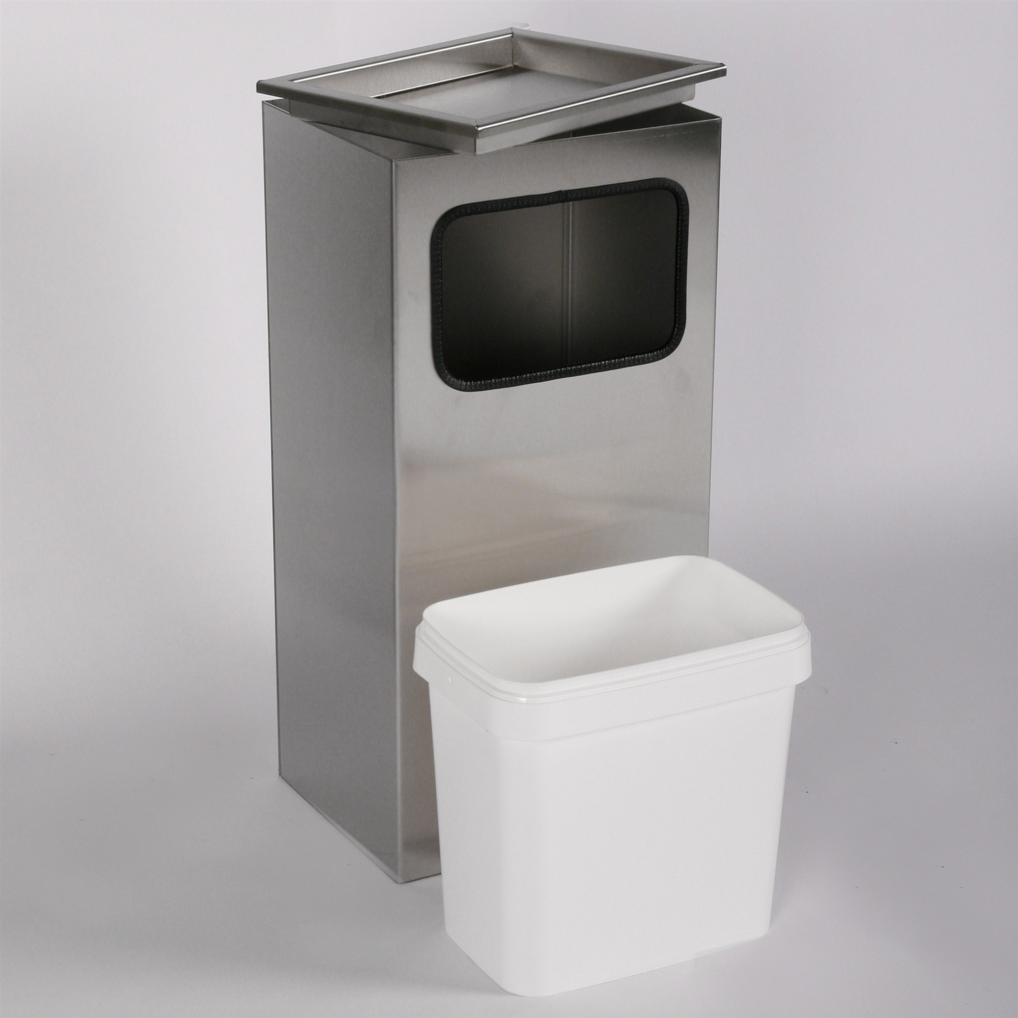 Aschenbecher mit Mülleimer Classic 62x30x23cm 12 ltr Edelstahl inkl. Inneneimer SZAGATO Standascher Aschenbecher Abfalleimer Mülleimer Aschenbecher