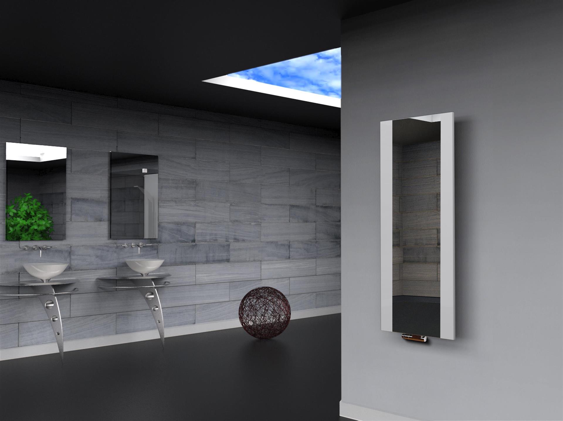 BADHEIZKÖRPER mit Spiegel Design Singapur 2 120x47cm 799 Watt weiß SZAGATO Designheizkörper Handtuchheizkörper mit Mittelanschluss Handtuchwärmer