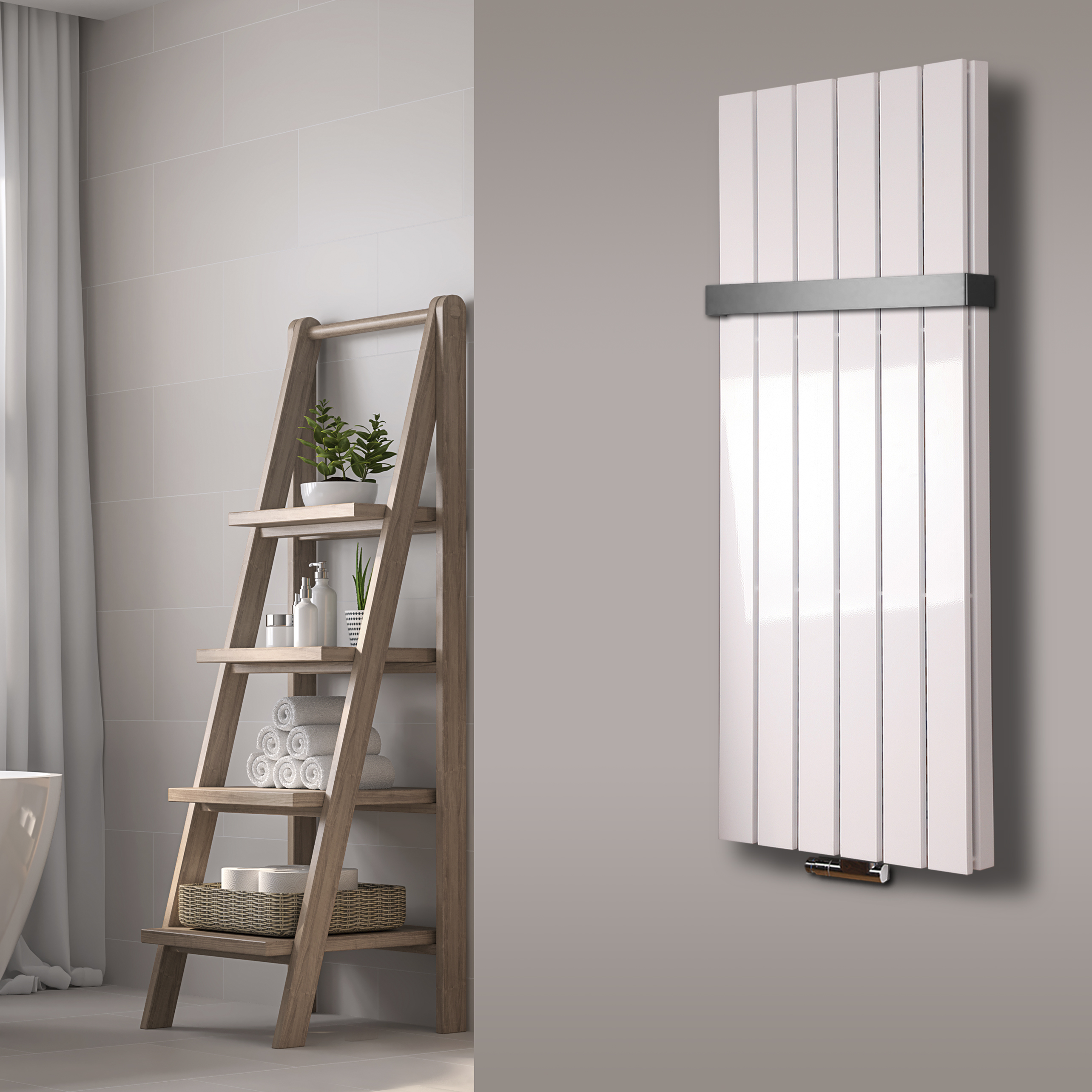 BADHEIZKÖRPER Design Peking 5 120x47cm 1458 Watt weiß (+1 Halter 50mm) SZAGATO Designheizkörper Handtuchheizkörper mit Mittelanschluss Handtuchwärmer