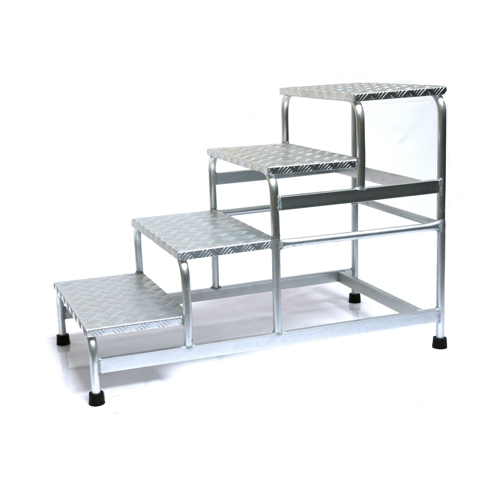 Podesttreppe ALU 4-stufig HxBxT 77x61x119cm SZAGATO mobiler Montagetritt ALU Montagetritte mit Plattform Stufentritt tragbare Treppe Treppenleiter