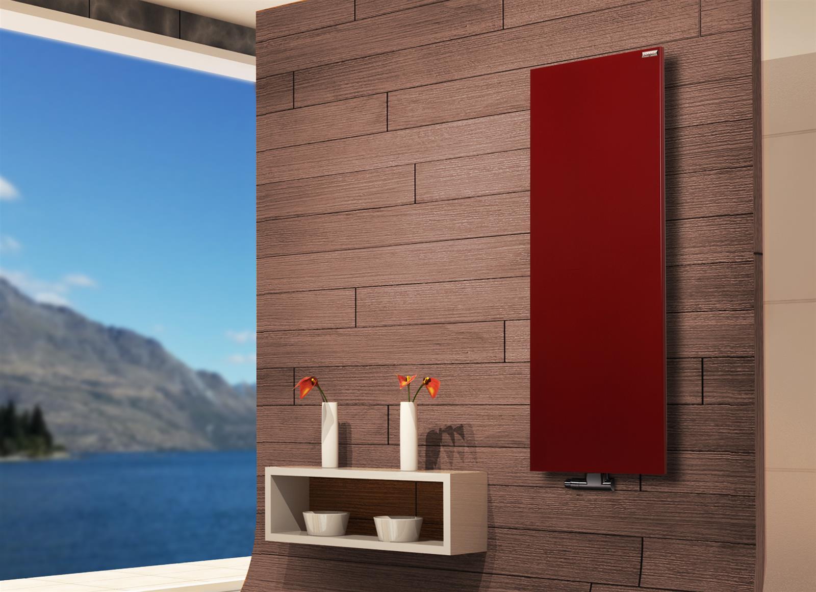 BADHEIZKÖRPER Design Mirror Steel 2 120x47cm 799 Watt rot SZAGATO Designheizkörper Handtuchheizkörper mit Mittelanschluss Handtuchwärmer