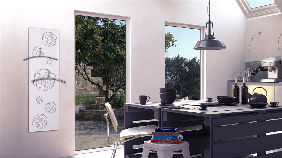 Wandgarderobe Design Rose 140x40cm weiß SZAGATO Made in Germany Garderobenpaneel Garderobenleiste Garderobenleisten Flurgarderobe Garderobe Flur