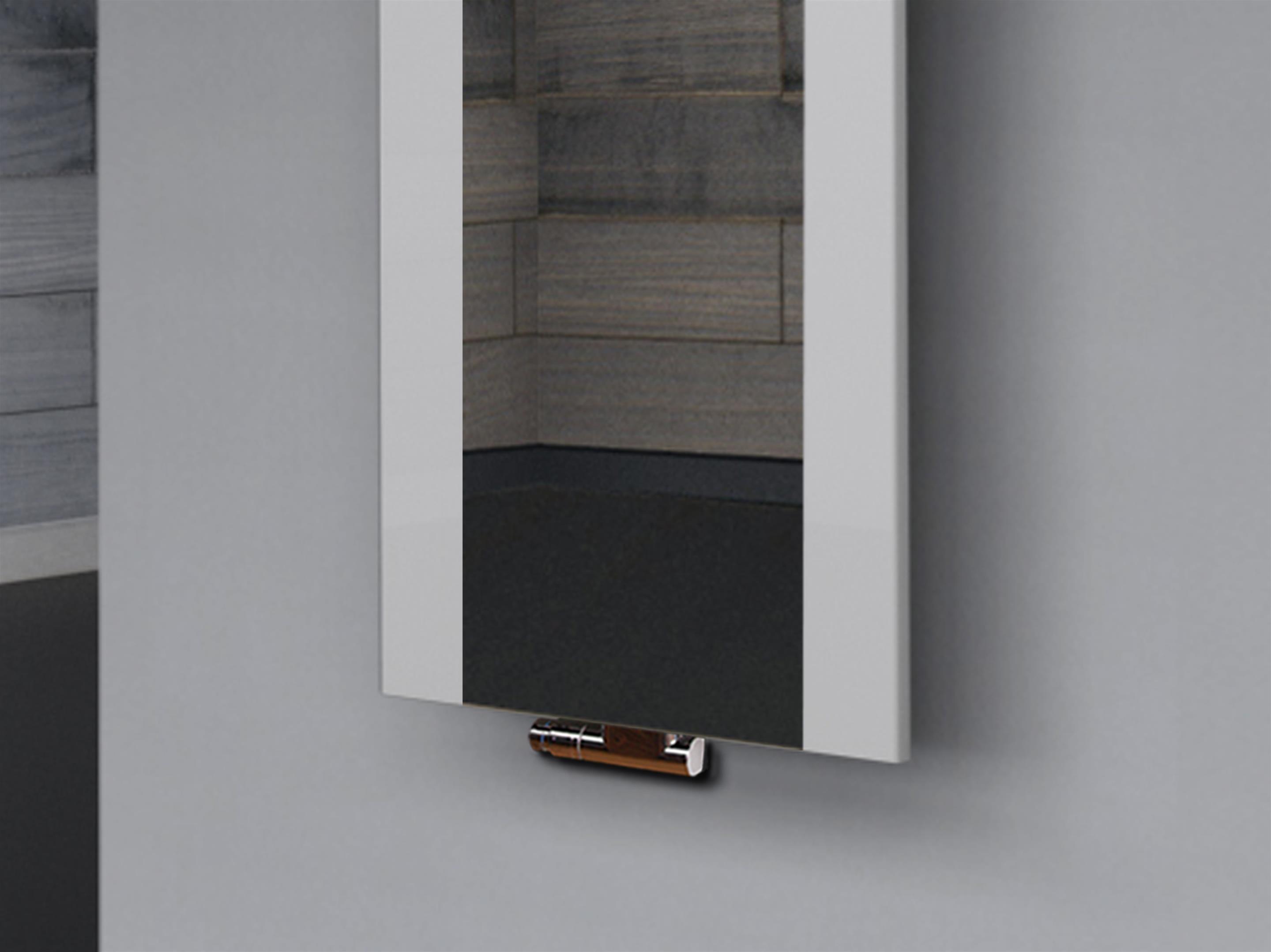 BADHEIZKÖRPER mit Spiegel Design Singapur 2 120x47cm 799 Watt weiß  (+1 Halter 50mm) SZAGATO Designheizkörper Handtuchheizkörper mit Mittelanschluss