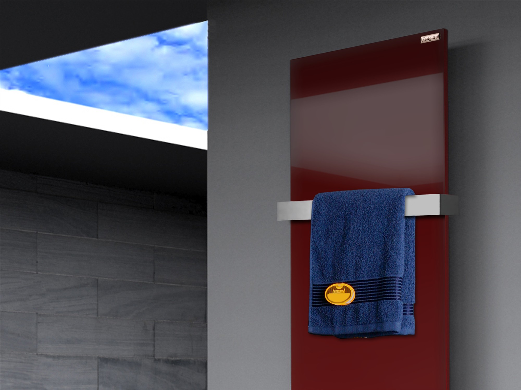 BADHEIZKÖRPER Design Mirror Steel 3 180x47cm 1118 Watt rot (RAL 3004) (+1 Halter 50mm) SZAGATO Designheizkörper mit Mittelanschluss Handtuchwärmer