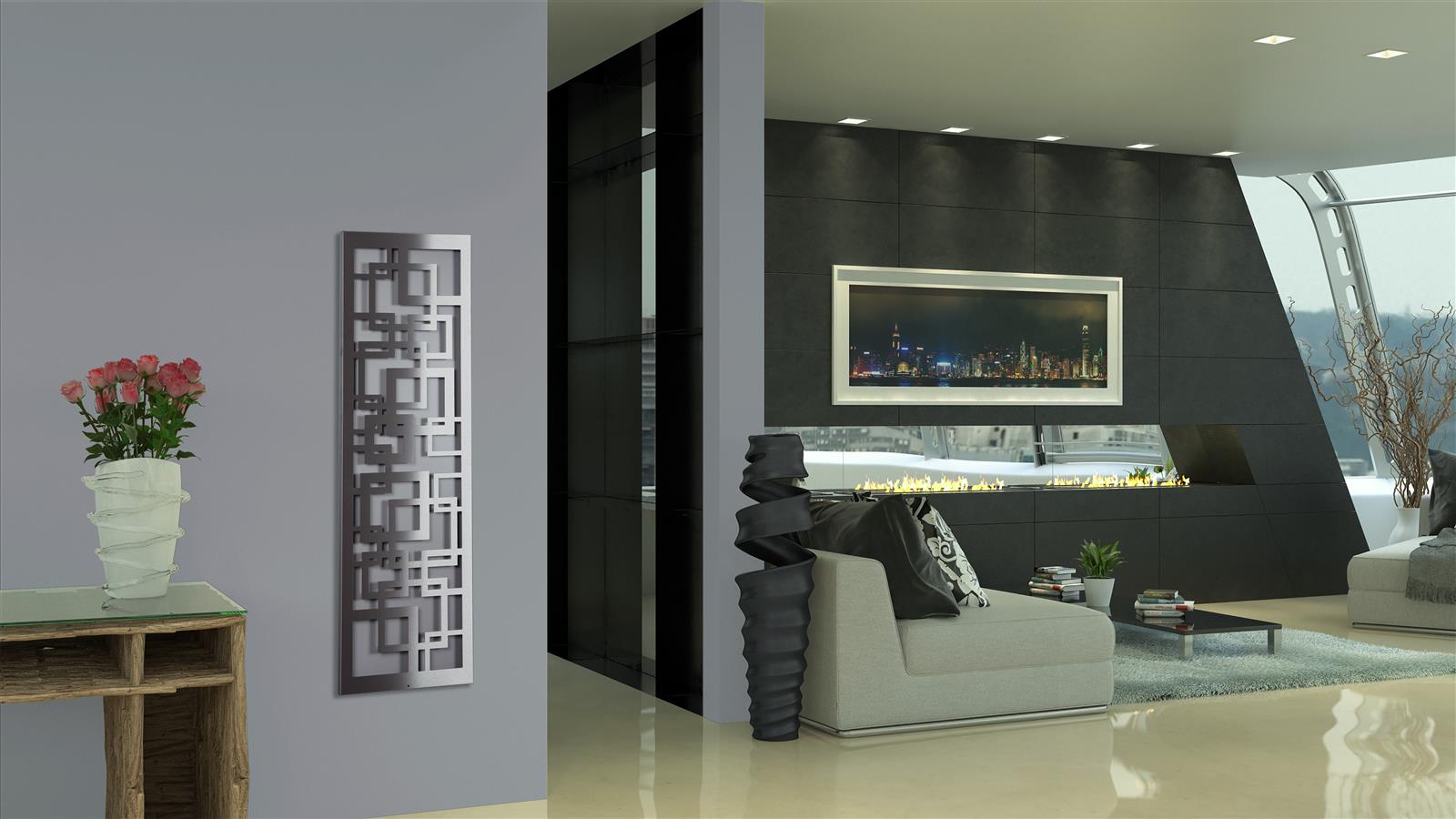 Garderobe Wandgarderobe Design Quadrat 140x40cm Edelstahl matt SZAGATO Garderobe Metall Garderobe Wand Garderobenpaneel Garderobenleiste Flur