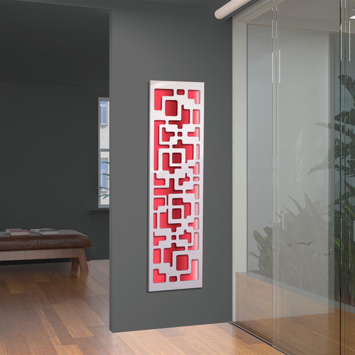 Wandgarderobe mit LED Downtown 140x40cm weiß SZAGATO Made in Germany LED Wandgarderobe Garderobenpaneel Garderobenleiste Flur-Garderobe mit LED