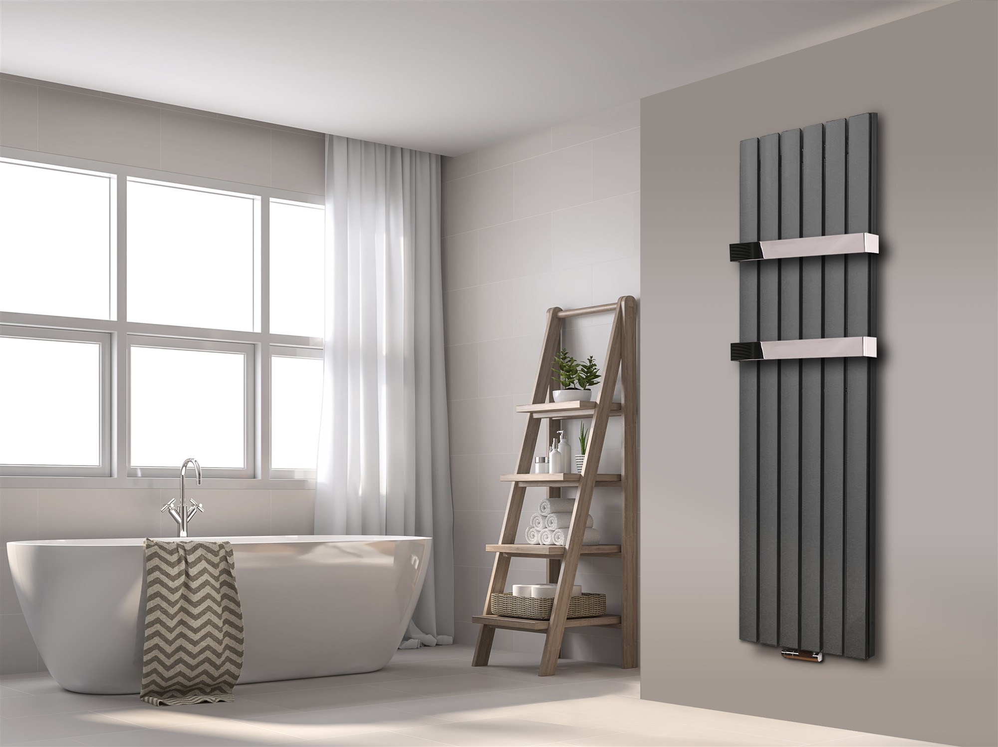 BADHEIZKÖRPER Design Peking 6 180x47cm 1964 Watt moonstone +2 Halter 50mm glänzend SZAGATO Designheizkörper Handtuchheizkörper mit Mittelanschluss