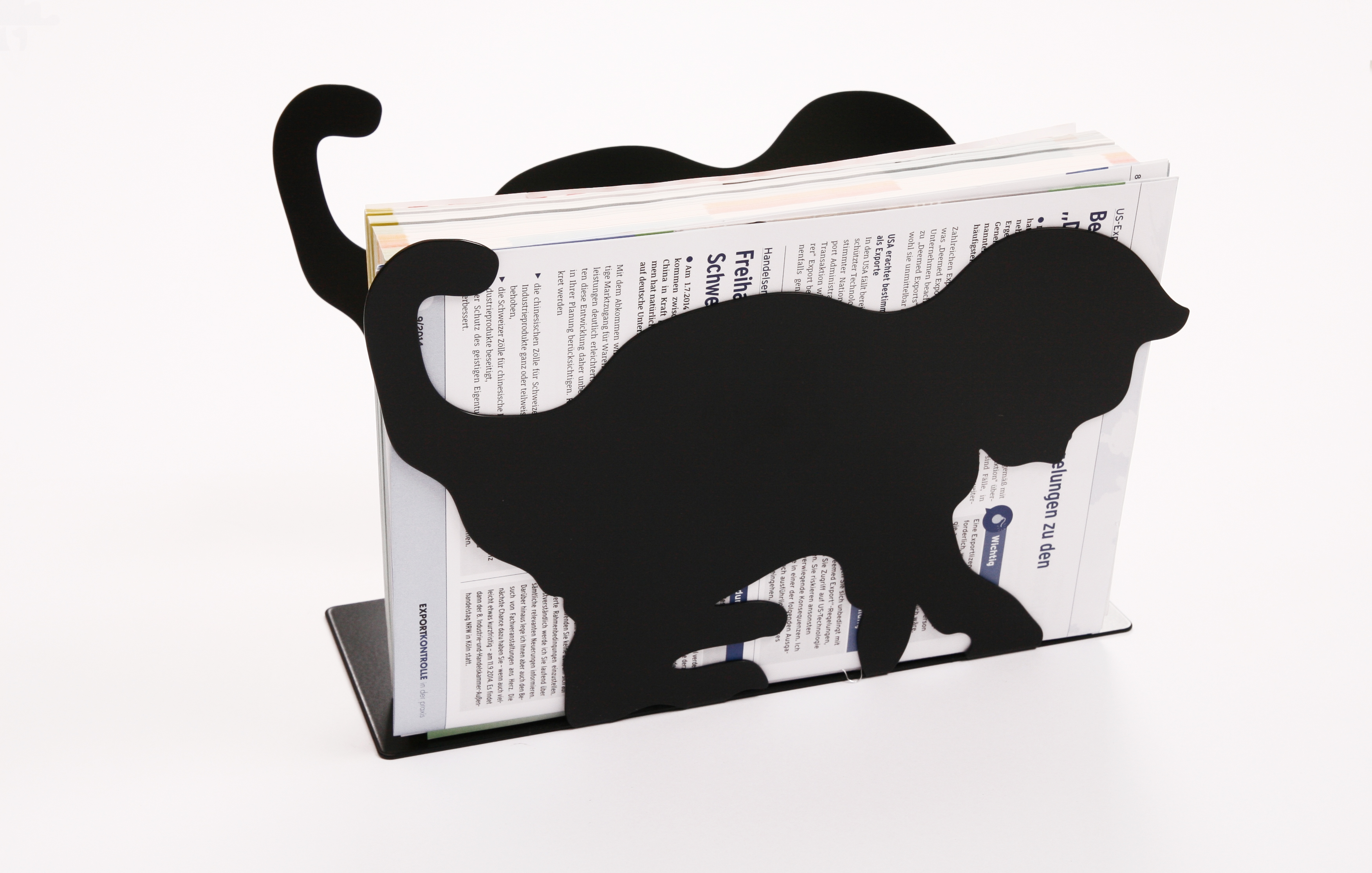 Zeitungsständer Katze solo 23x32x12cm schwarz SZAGATO Made in Germany  Zeitschriftenständer Metall Zeitschriftenhalter Zeitungshalter modern