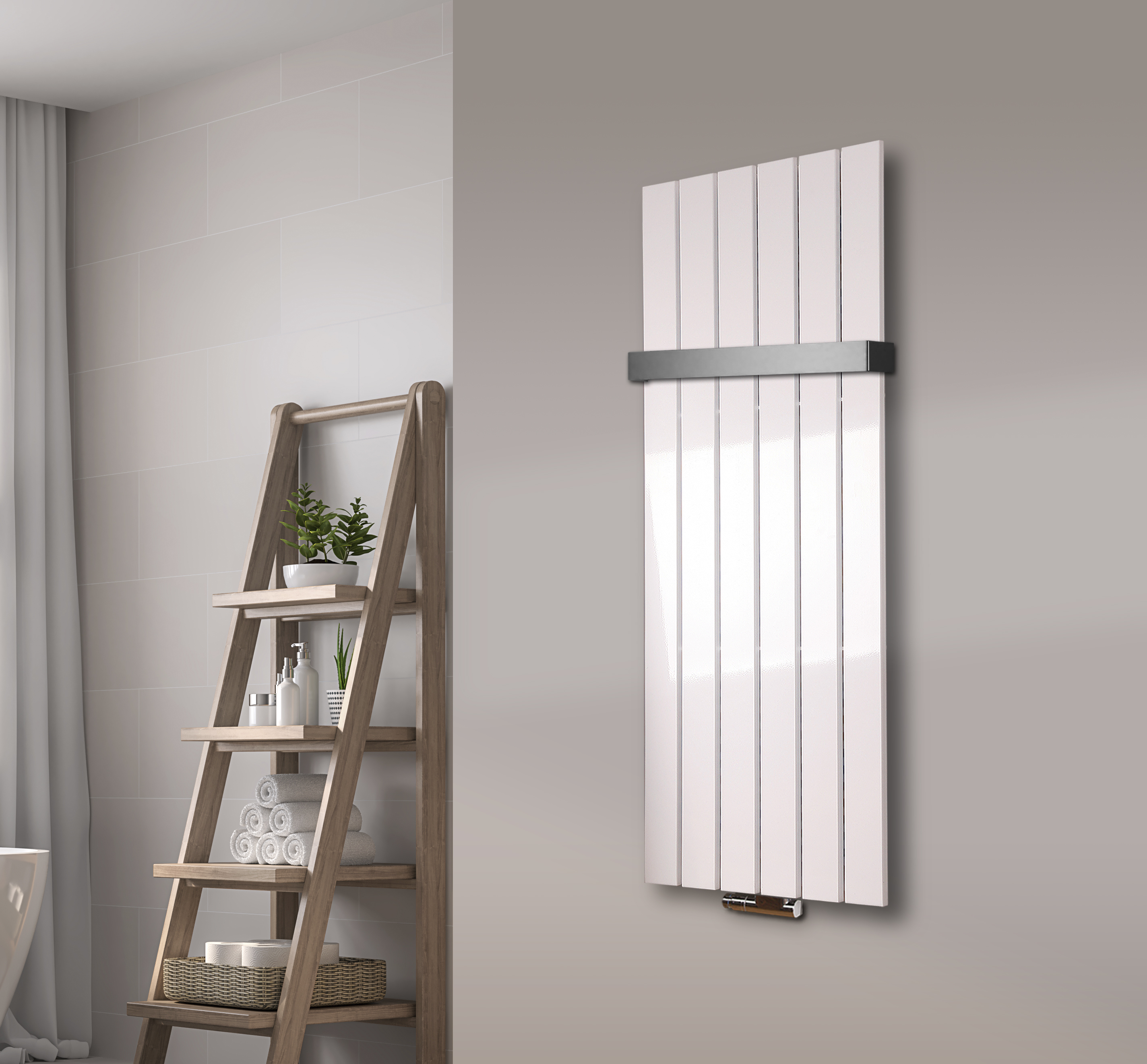 BADHEIZKÖRPER Design Peking 2 120x47cm 799 Watt weiß (+1 Halter 50mm) SZAGATO Paneelheizkörper Handtuchheizkörper mit Mittelanschluss Handtuchwärmer