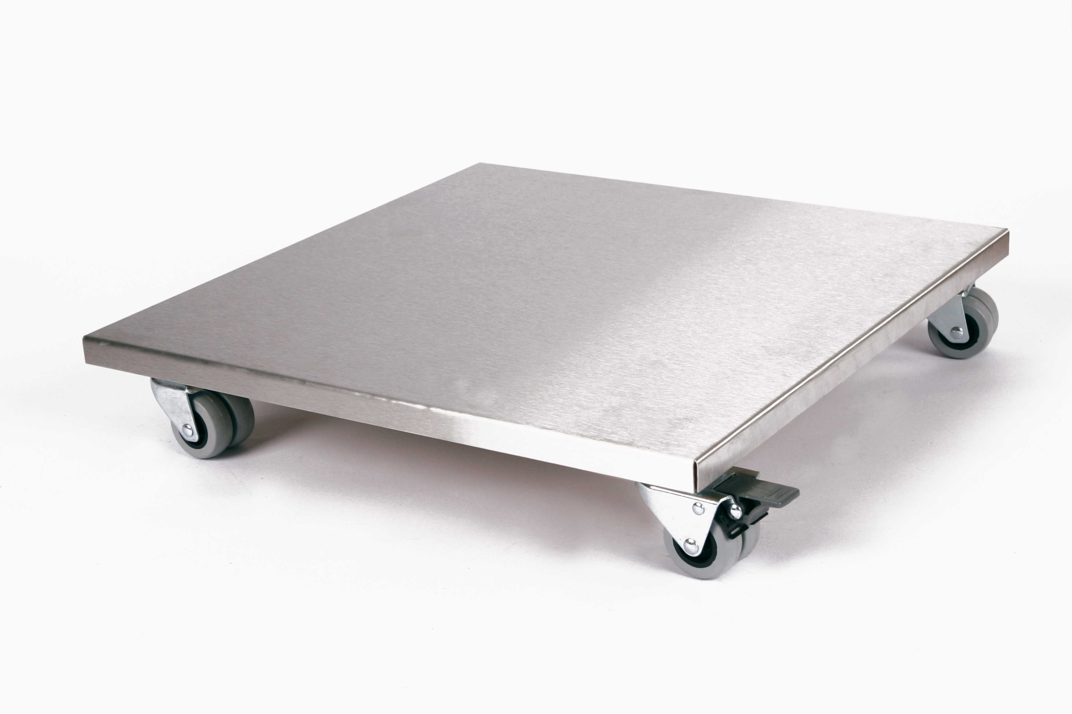 Rollbrett Pflanzenroller 50x50cm Edelstahl 300kg Doppelrollen + Bremse SZAGATO Made in Germany Blumenuntersetzer Möbelroller Outdoor Blumenroller