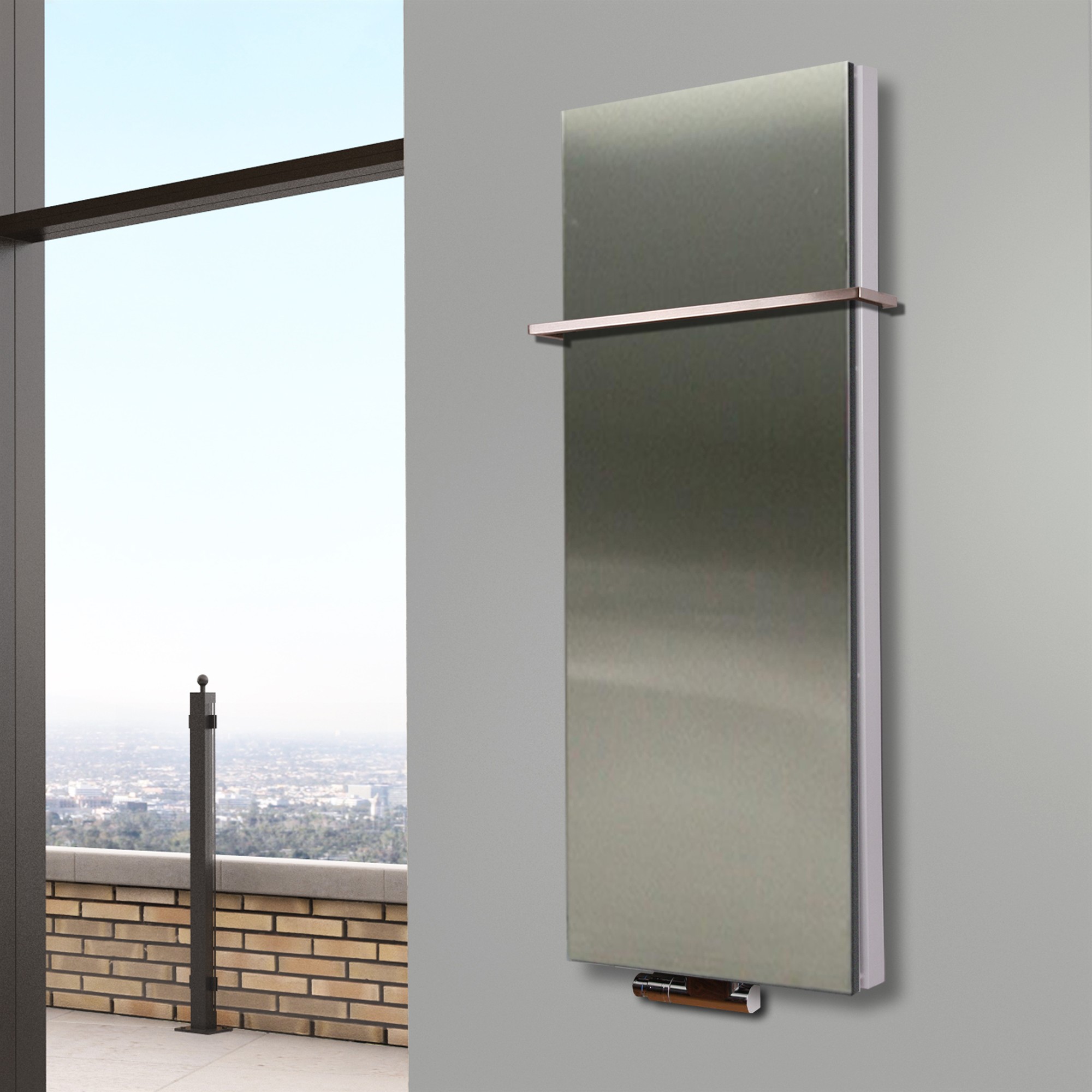 BADHEIZKÖRPER Design Mirror 5 120x47cm 1458 Watt Edelstahl matt (+1 Halter 15mm) SZAGATO Designheizkörper Handtuchheizkörper mit Mittelanschluss