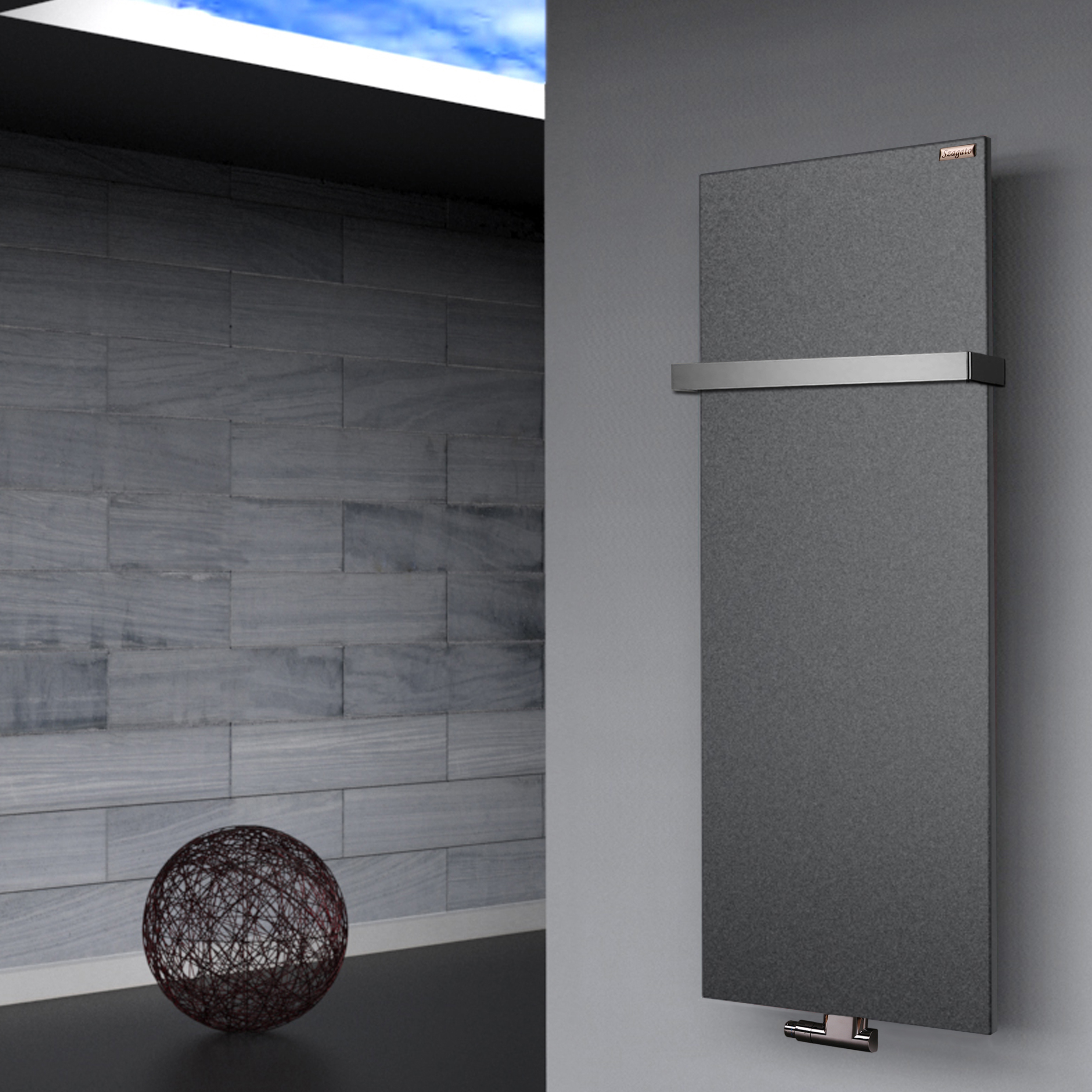 BADHEIZKÖRPER Design Mirror Steel 2 120x47cm 799 Watt anthrazit - moonstone (+1 Halter 30mm) SZAGATO Designheizkörper Mittelanschluss Handtuchwärmer