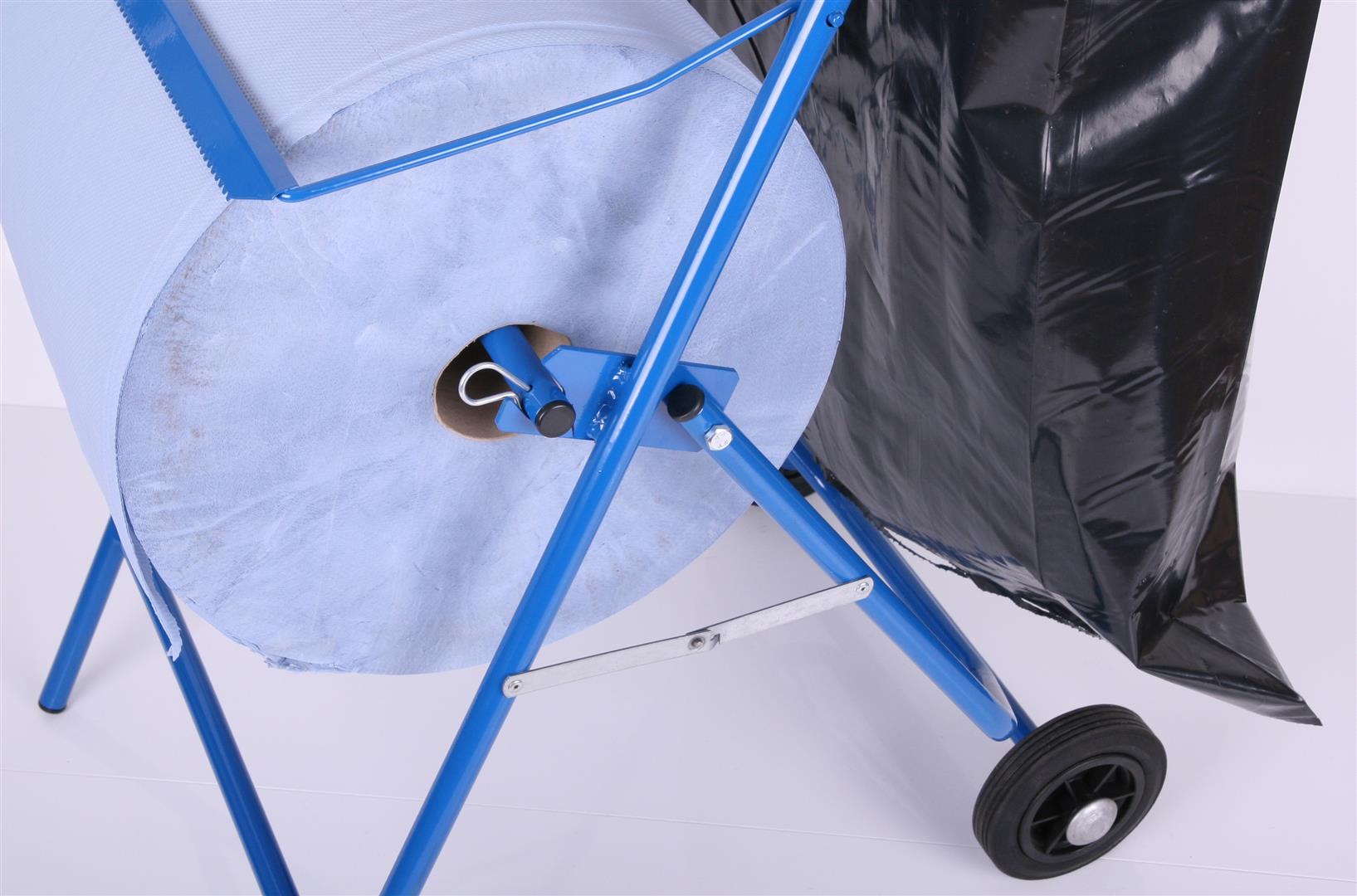 Putzrollenhalter Industrie Bodenständer inkl. Müllsackhalter 100x50x70cm blau SZAGATO Papierrollenhalter Puztrollenspender Putzrollenständer