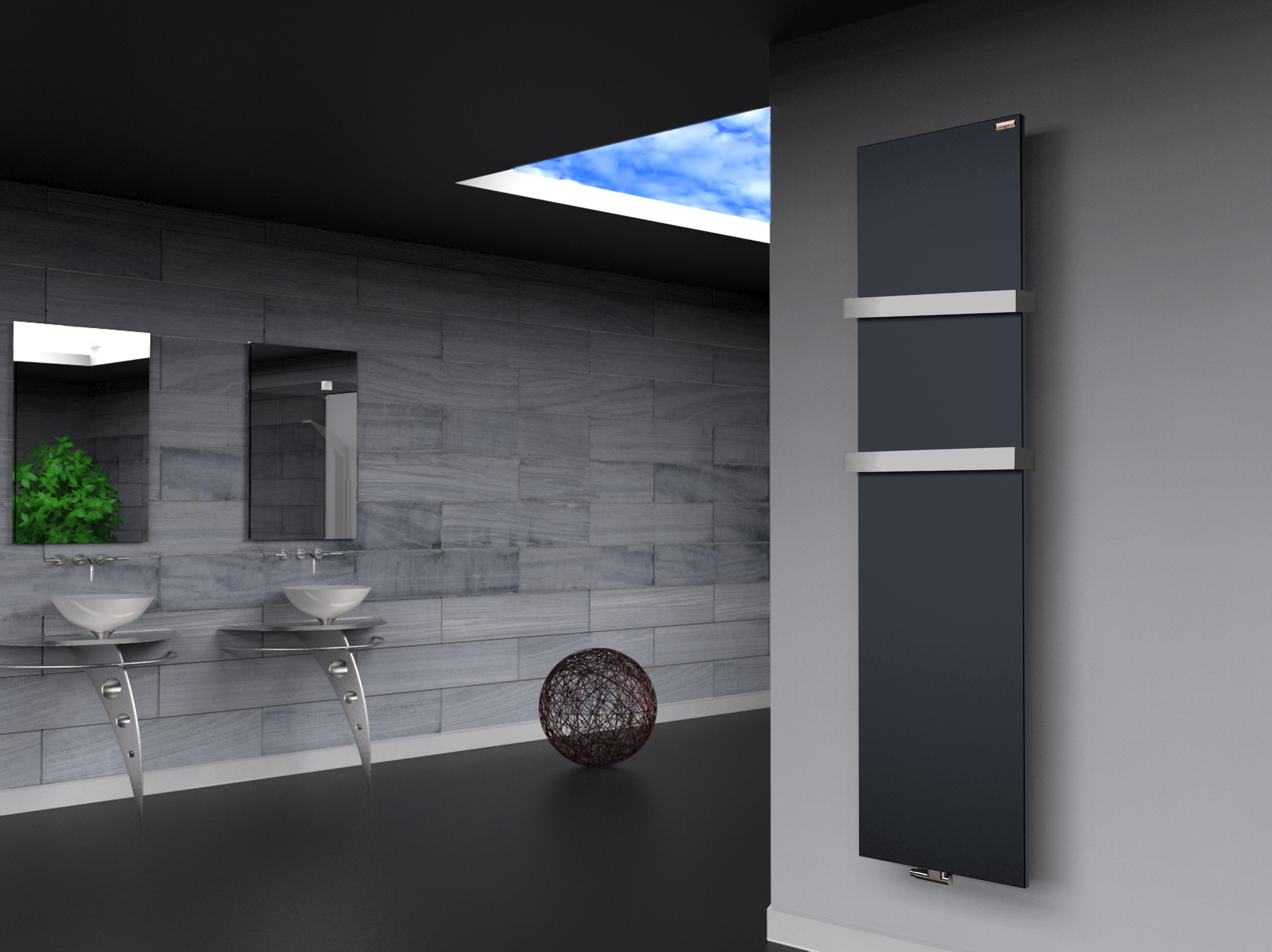 BADHEIZKÖRPER Design Mirror Steel 3 180x47cm 1118 Watt anthrazit (+2 Halter 50mm) SZAGATO Designheizkörper Handtuchheizkörper mit Mittelanschluss