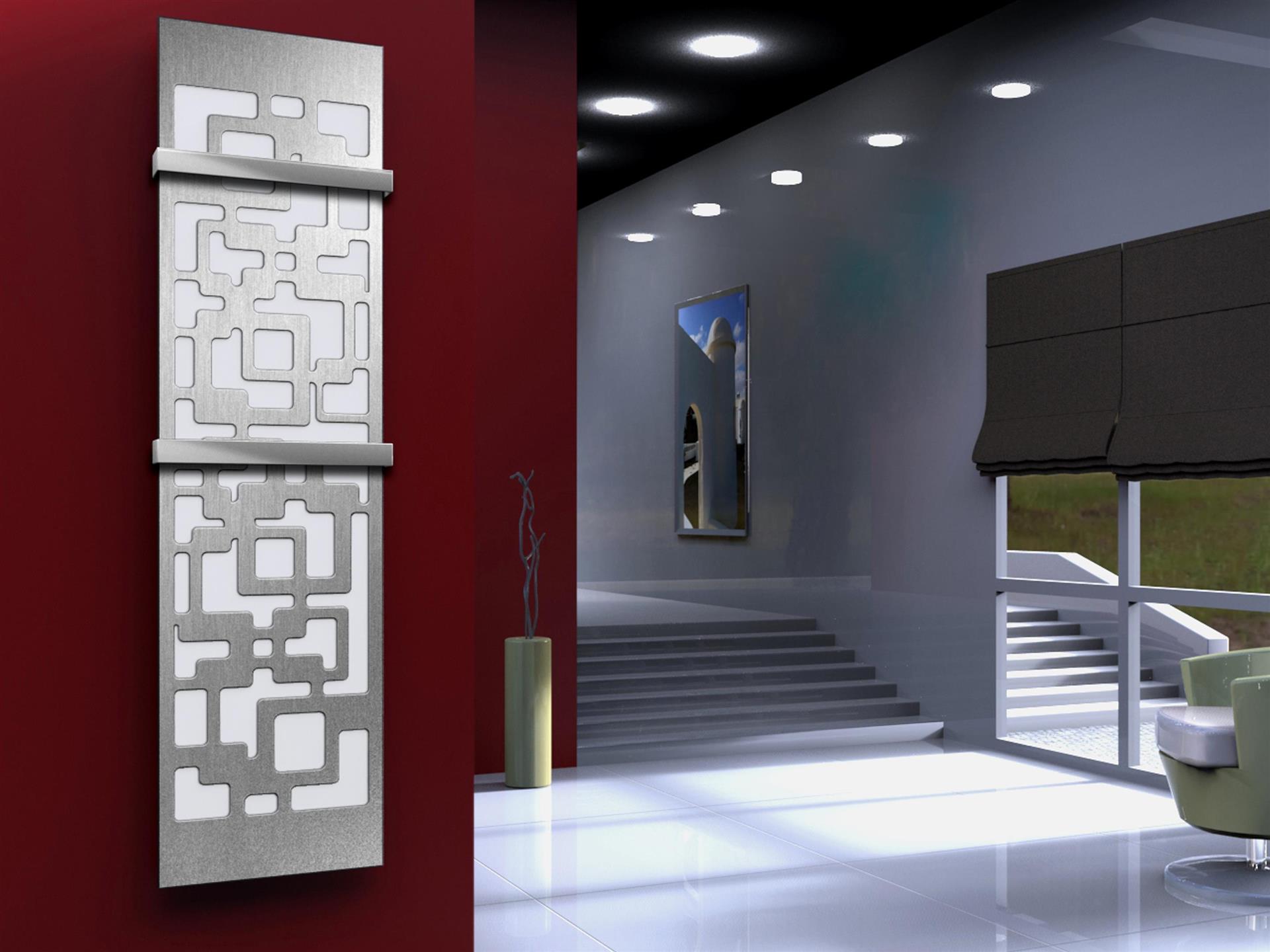 BADHEIZKÖRPER Design Downtown 3 180x47cm 1118 Watt Edelstahl matt (+2 Halter 50mm) SZAGATO Designheizkörper Handtuchheizkörper mit Mittelanschluss