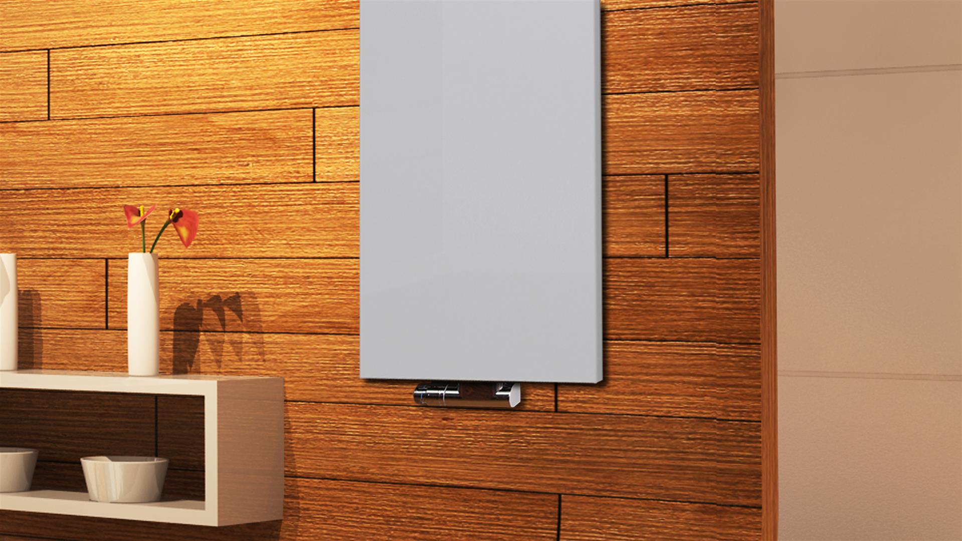 BADHEIZKÖRPER Design Mirror Steel 2 120x47cm 799 Watt weiß (+1 Halter glänzend 50mm) SZAGATO Handtuchheizkörper mit Mittelanschluss Handtuchwärmer