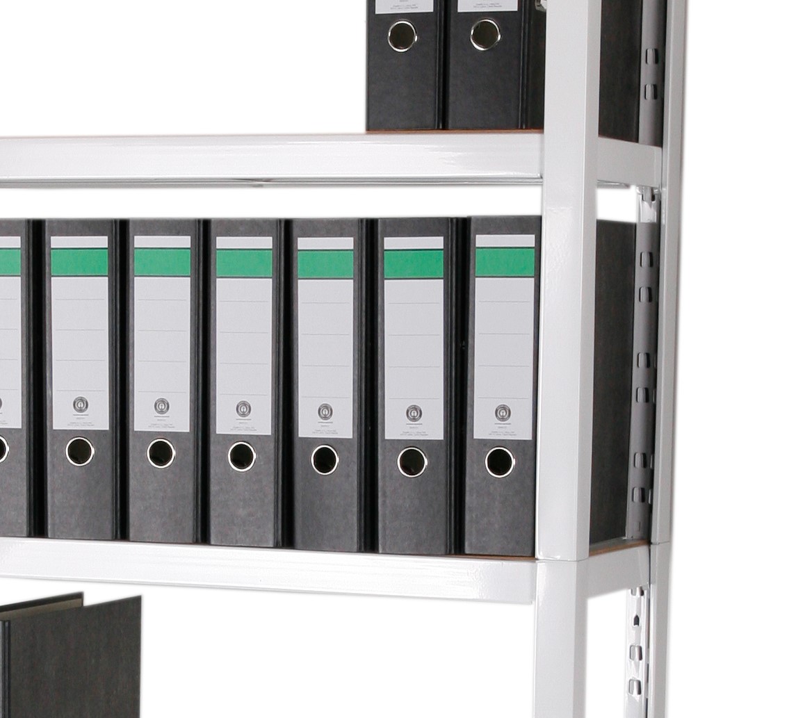 Archivregal 150 kg 180x90x30cm 55 Ordner 5 Metallböden weiß SZAGATO Metallregal Fachbodenregal Lagerregal Metall Aktenregal Ordnerregal Büroregal