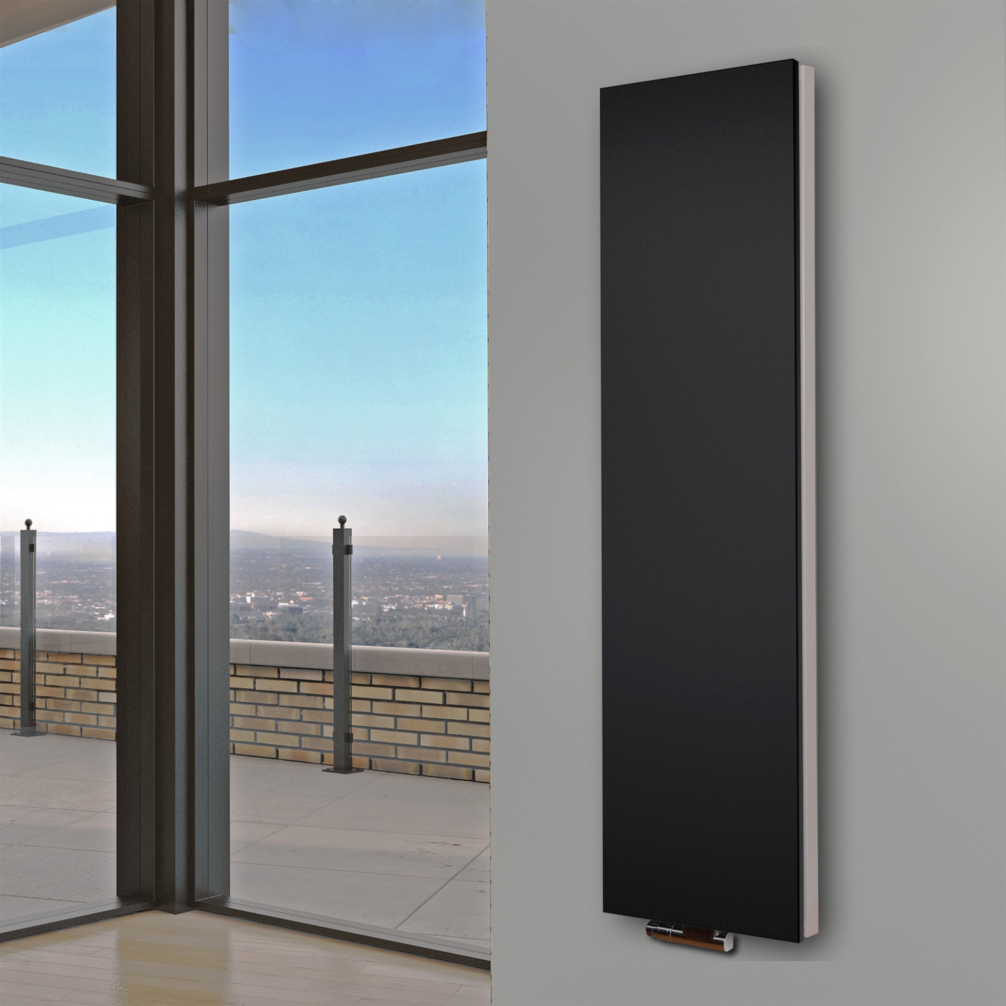 BADHEIZKÖRPER Design Mirror Steel 6 180x47cm 1964 Watt schwarz SZAGATO Designheizkörper Handtuchheizkörper mit Mittelanschluss Handtuchwärmer