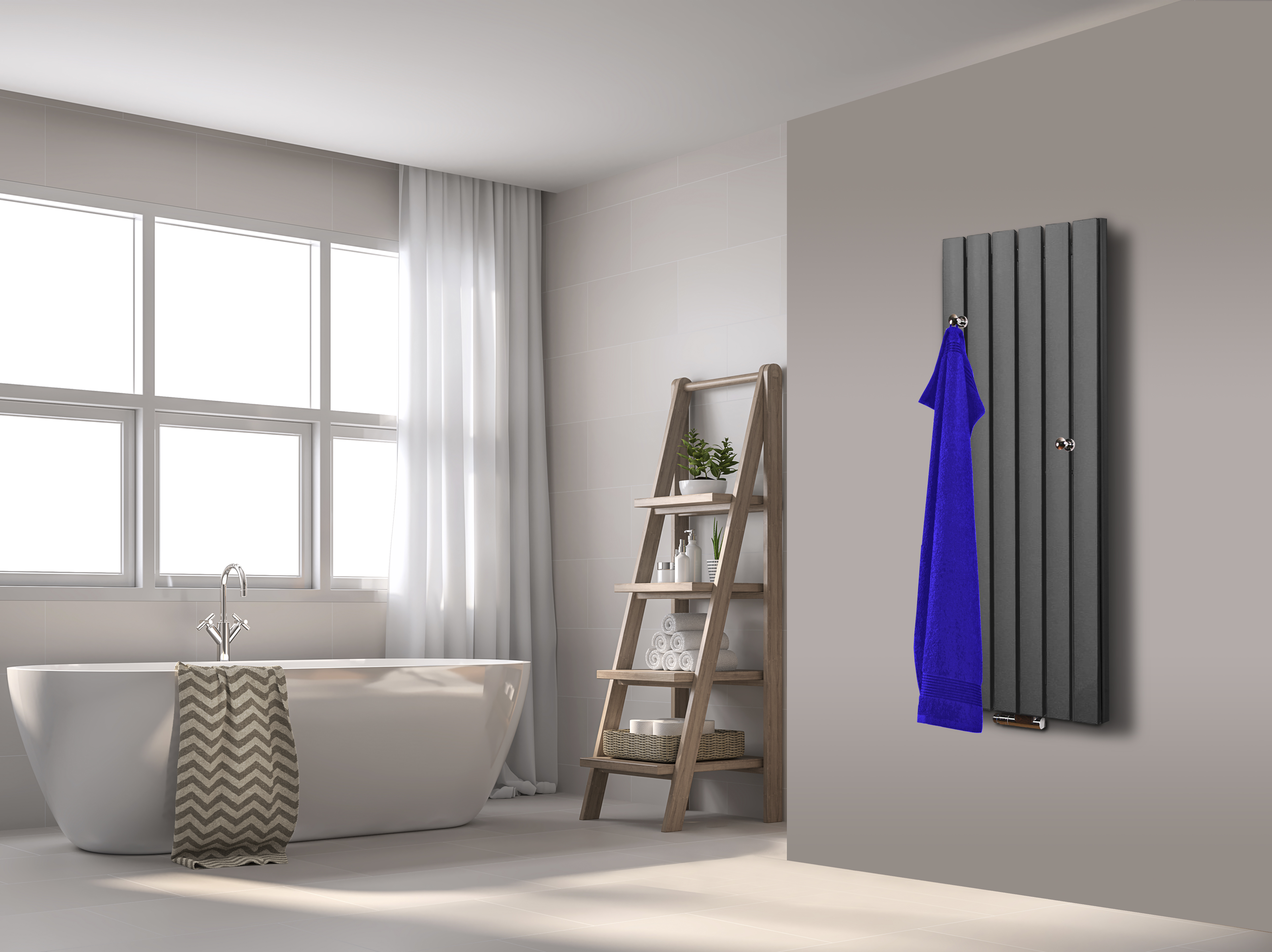 BADHEIZKÖRPER Design Peking 5 120x47cm 1458 Watt moonstone (+2 Knopfhalter) SZAGATO Designheizkörper Handtuchheizkörper mit Mittelanschluss Handtuchwärmer