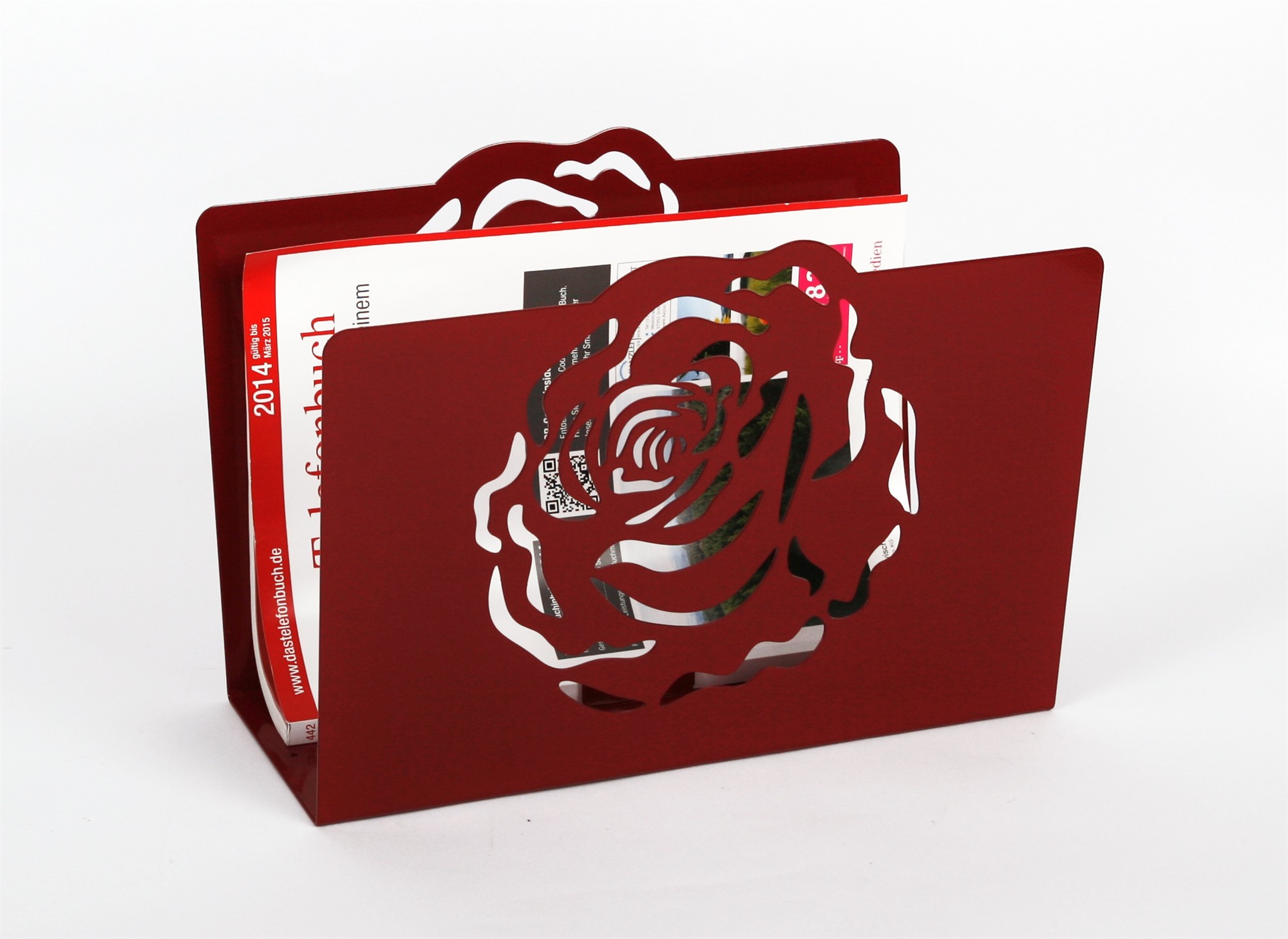Zeitungsständer Rose 23x32x12cm rot SZAGATO Made in Germany  Zeitschriftenständer Metall Zeitschriftenhalter Zeitungshalter modern