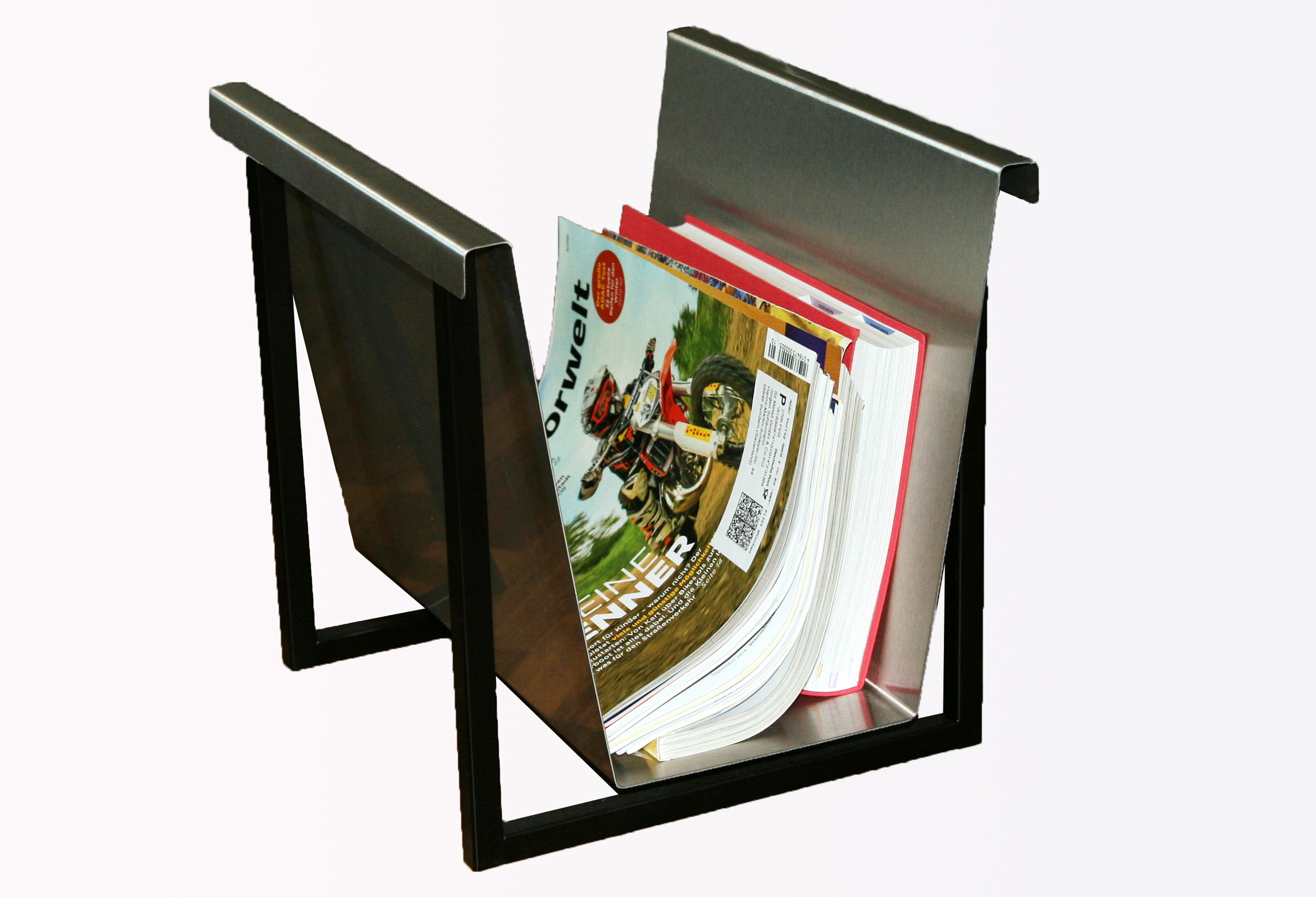 Zeitungsständer mit Rahmen 30x33x27cm Edelstahl SZAGATO Made in Germany  Zeitschriftenständer Metall Zeitschriftenhalter Zeitungshalter modern