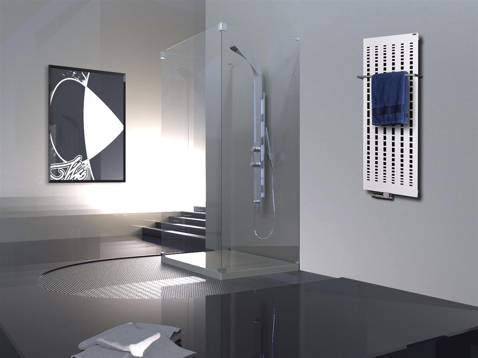 BADHEIZKÖRPER Design broken Mirror 2 120x47cm 799 Watt weiß +1 Halter 15mm SZAGATO Designheizkörper Handtuchheizkörper Mittelanschluss Handtuchwärmer