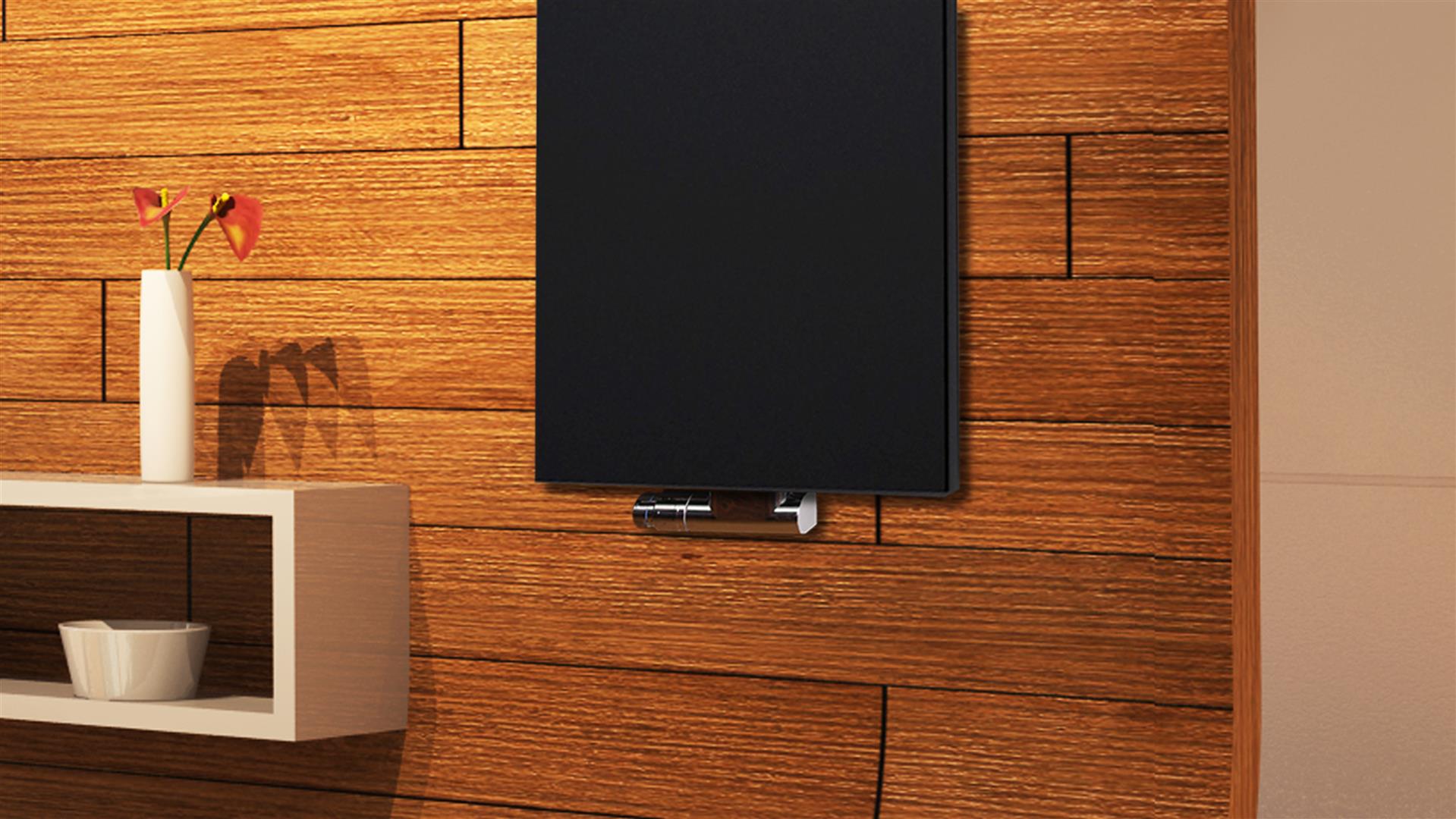 BADHEIZKÖRPER Design Mirror Steel 2 120x47cm 799 Watt schwarz (+1 Halter glänzend 50mm) SZAGATO Designheizkörper mit Mittelanschluss Handtuchwärmer