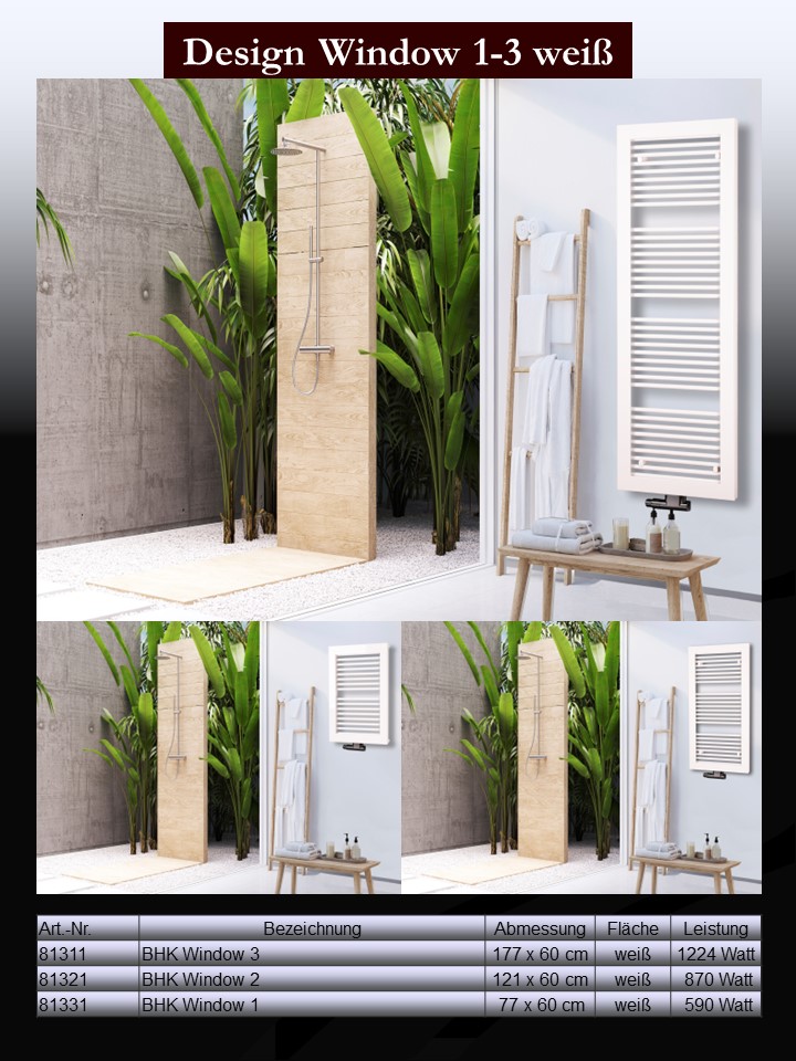 BADHEIZKÖRPER Design Window 1 77x60cm 590 Watt weiß SZAGATO Designheizkörper Handtuchheizkörper mit Mittelanschluss Handtuchwärmer