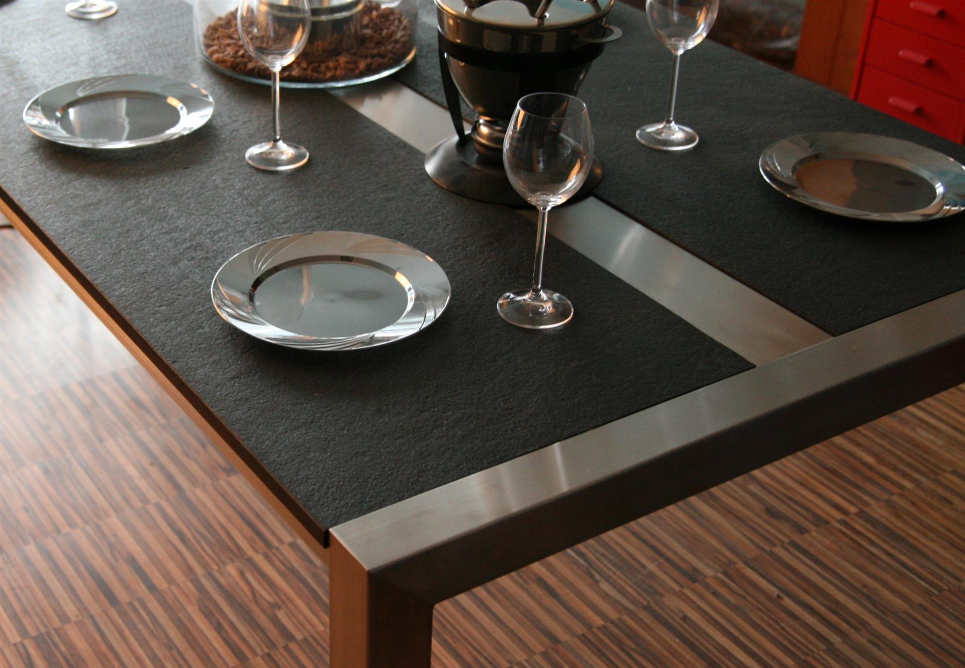 Esszimmertisch Edelstahl mit Granitplatte LxB 200x100cm SZAGATO Made in Germany Design Edelstahltisch Wohnzimmertisch Beistelltisch Esszimmertisch