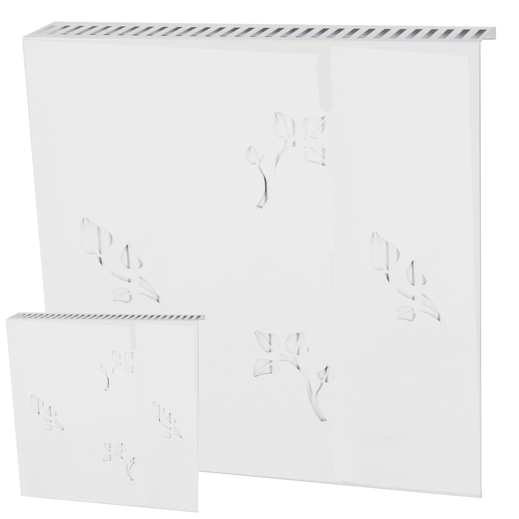 Heizkörperverkleidung 60 x 60cm Design Leaves weiß (SET= 2 Stück) SZAGATO Heizungsverkleidung Verkleidung Heizkörper Abdeckung für Heizkörper