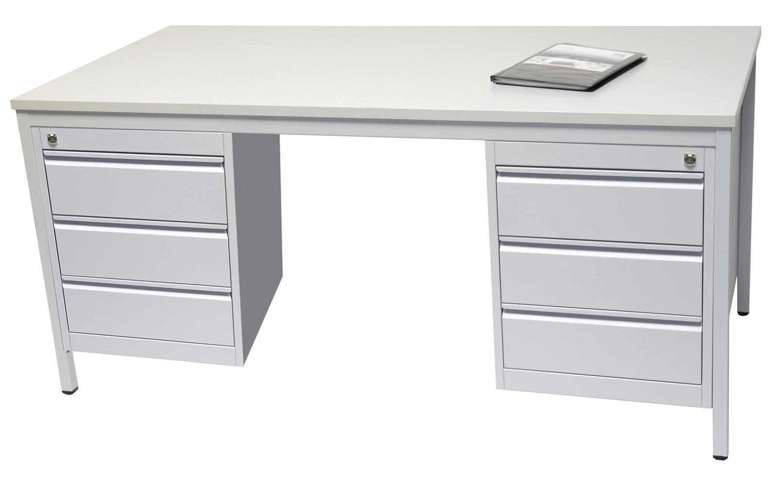 Schreibtisch 160cm SET + 2 x Unterbauschrank Profi 3 Schubladen grau SZAGATO Arbeitstisch Bürotisch Druckertisch Computertisch Schreibti günstig